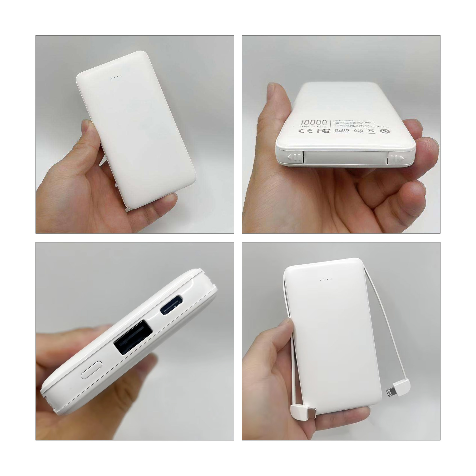 10000mAh Slim Power Bank with Charging Cable - Image 8