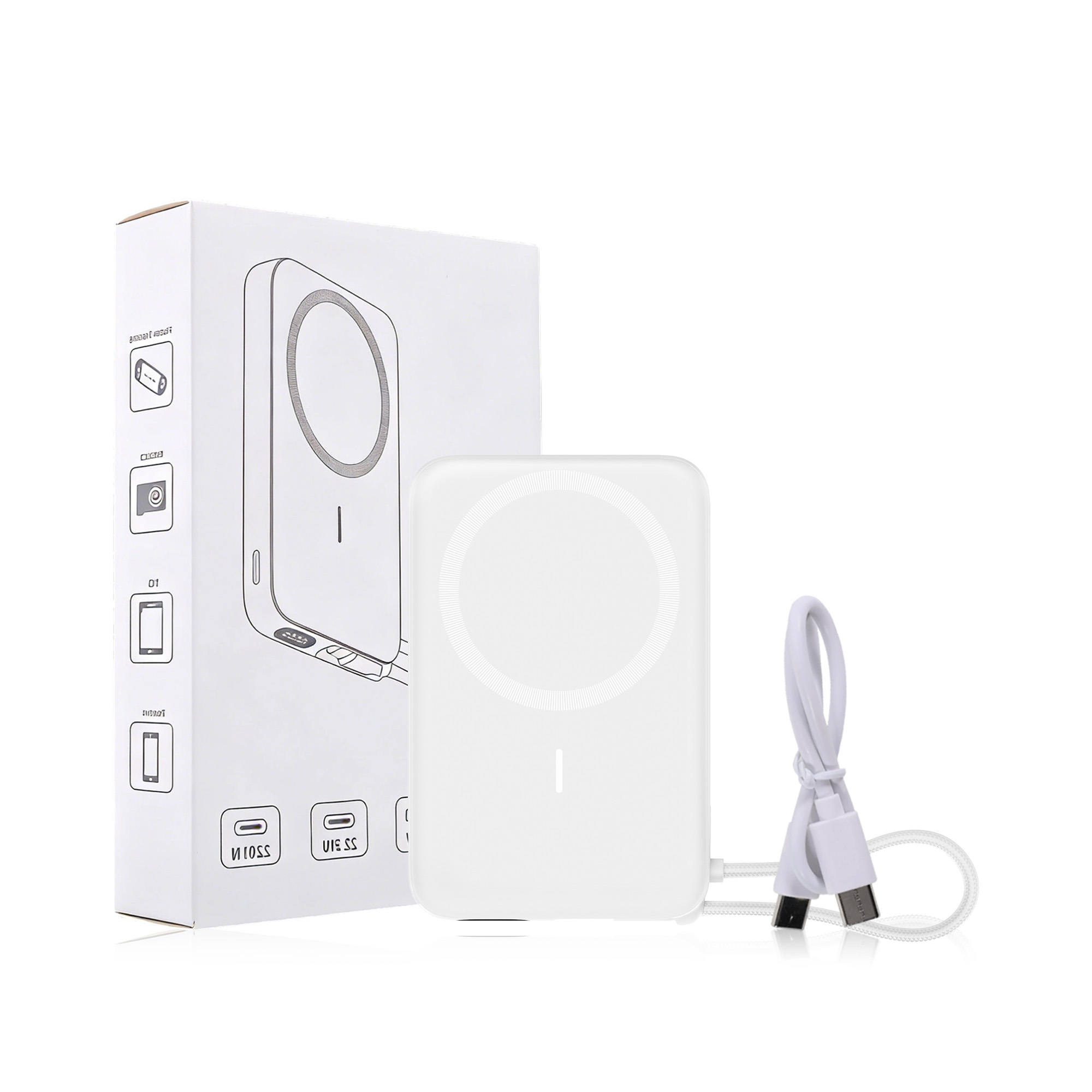 10000mAh Magnetic Wireless Power Bank with Charging Cable - Image 7