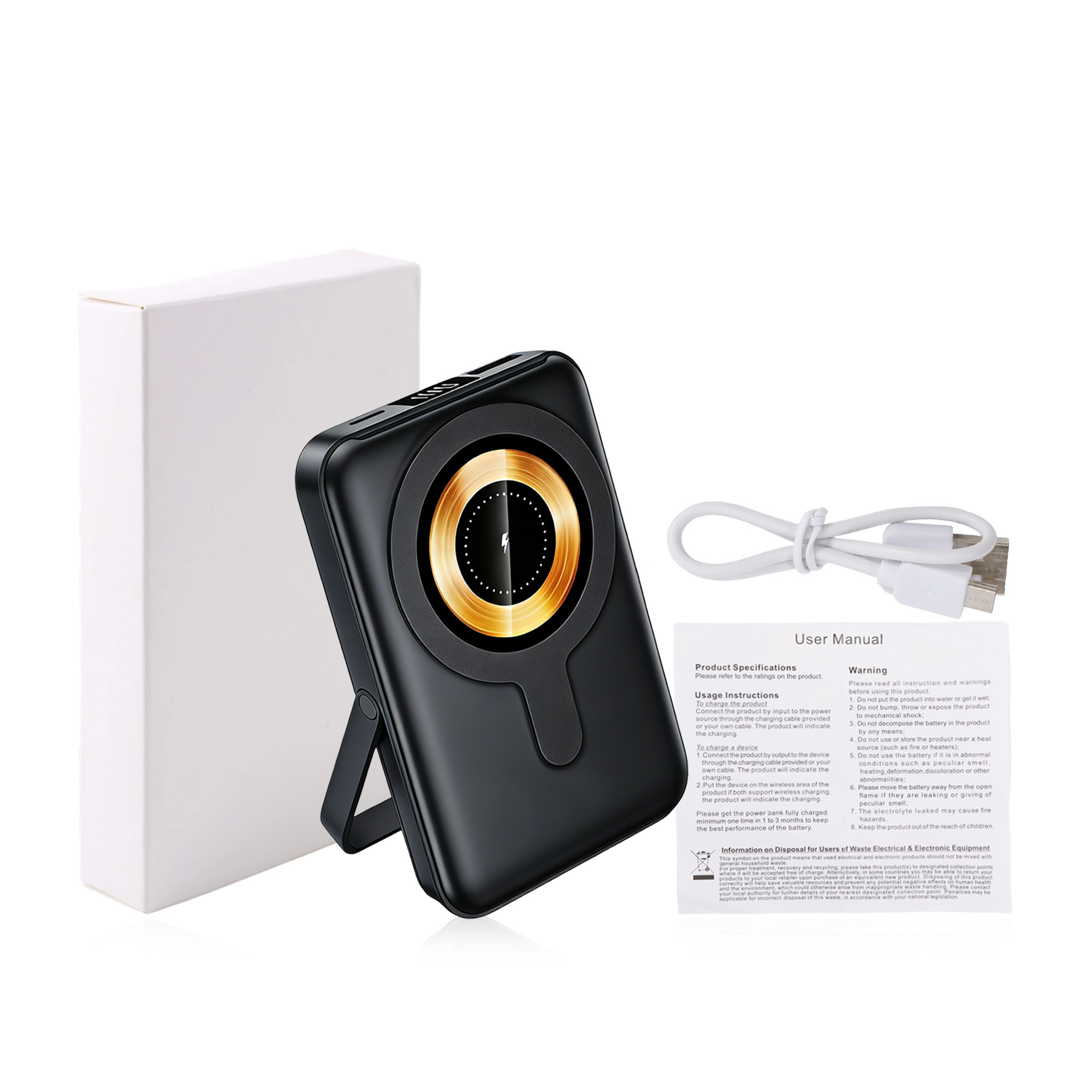 10000mAh Magnetic Wireless Power Bank with Phone Stand - Image 7