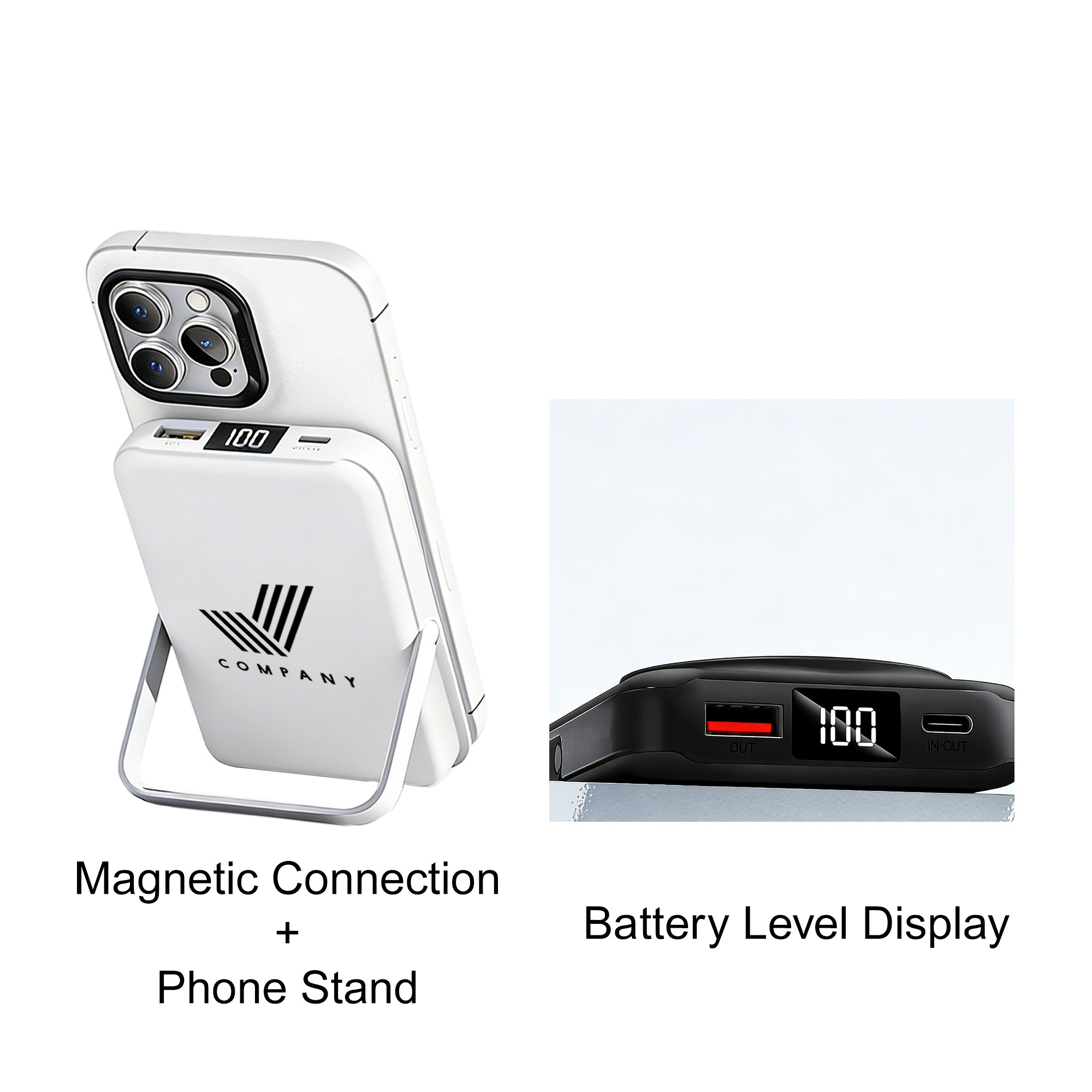 10000mAh Magnetic Wireless Power Bank with Phone Stand - Image 4