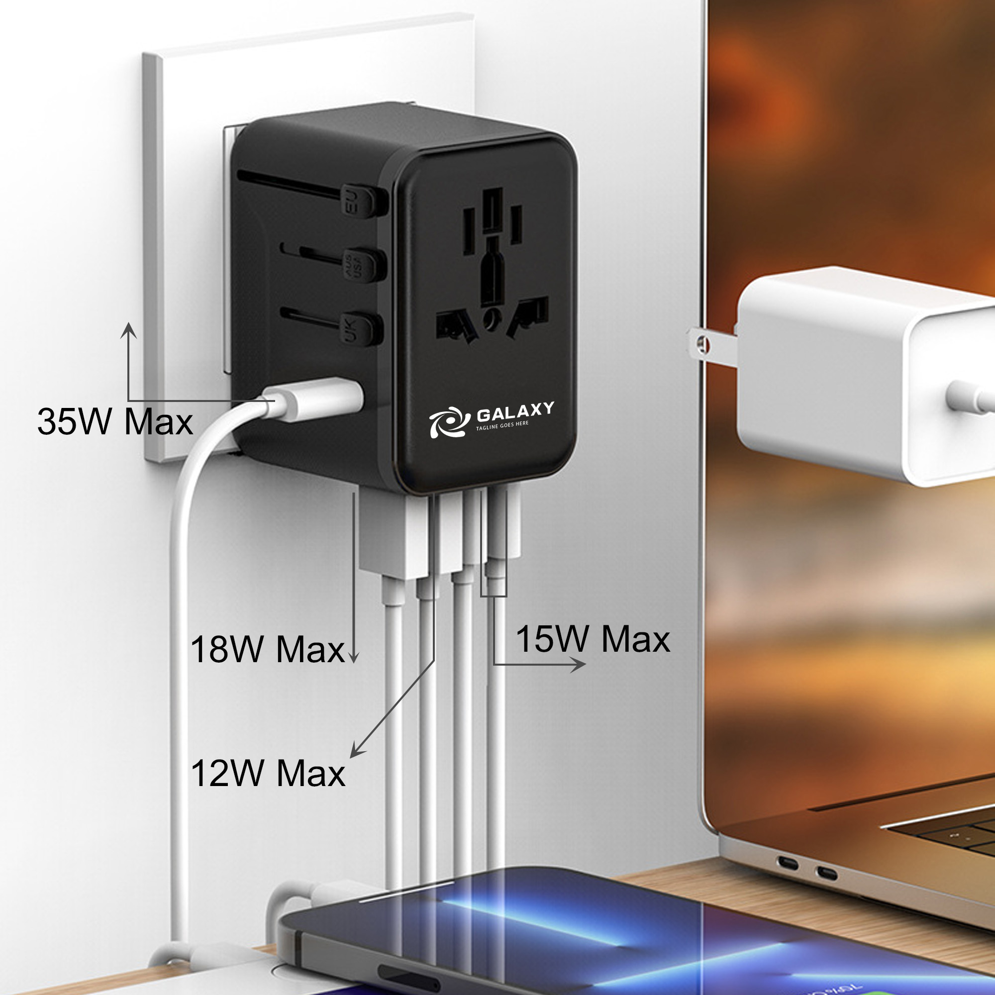 35W GaN Universal Travel Adapter (3C2A) - Image 10