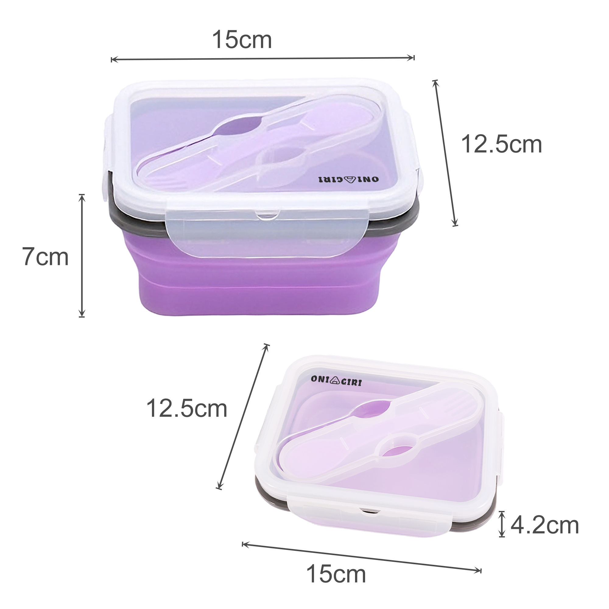 Silicone Food Storage Container with Fork Spoon - Image 9
