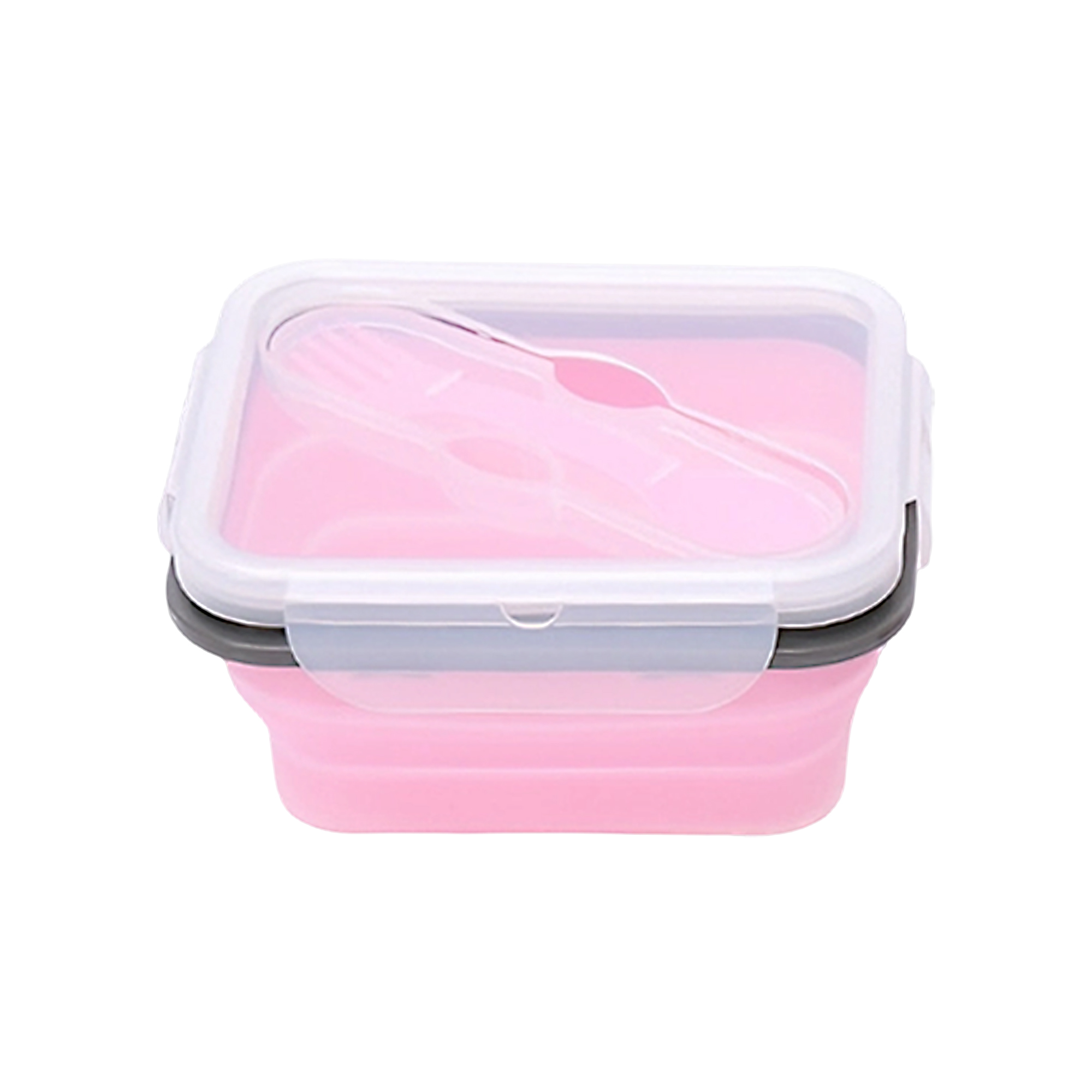 Silicone Food Storage Container with Fork Spoon - Image 3