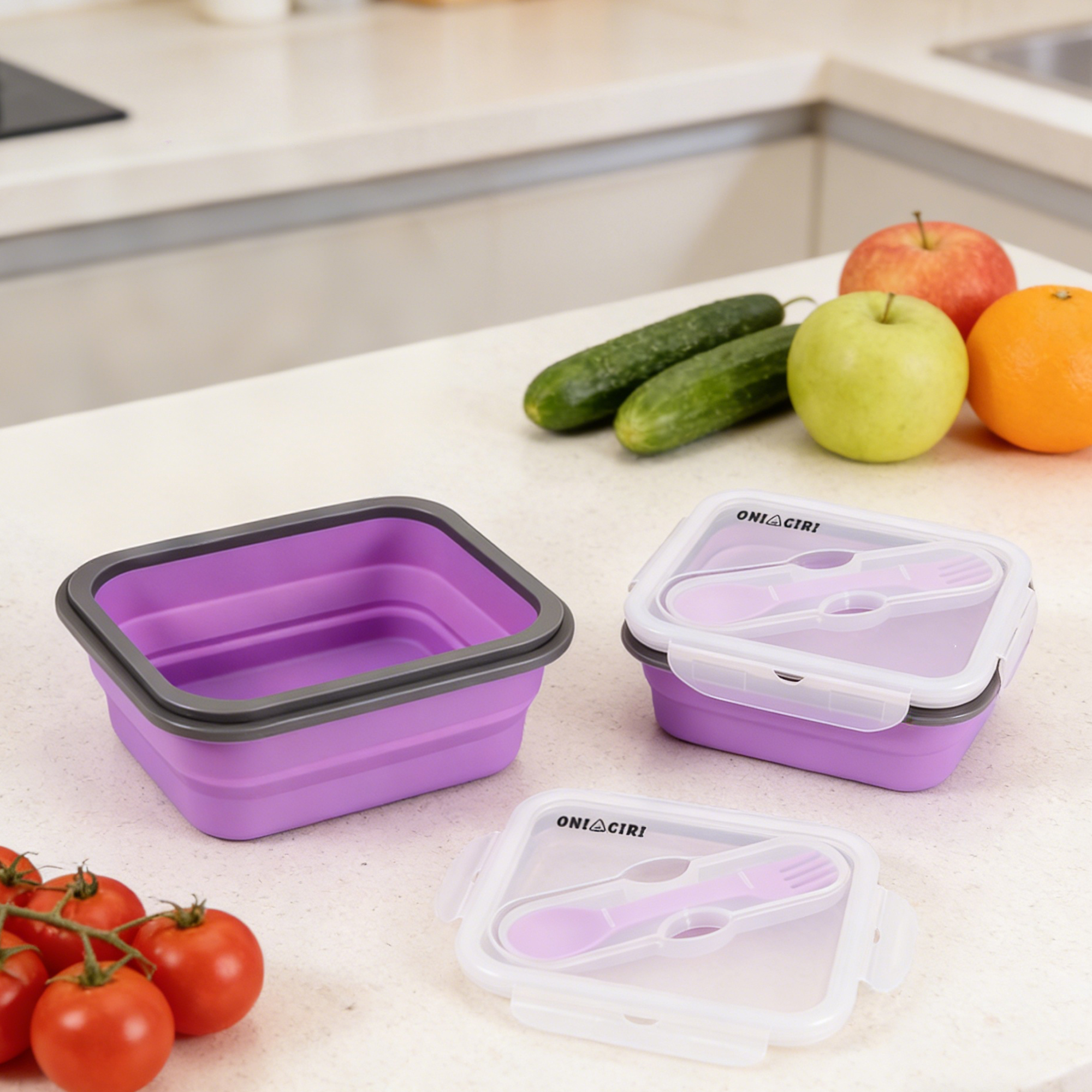 Silicone Food Storage Container with Fork Spoon - Image 12