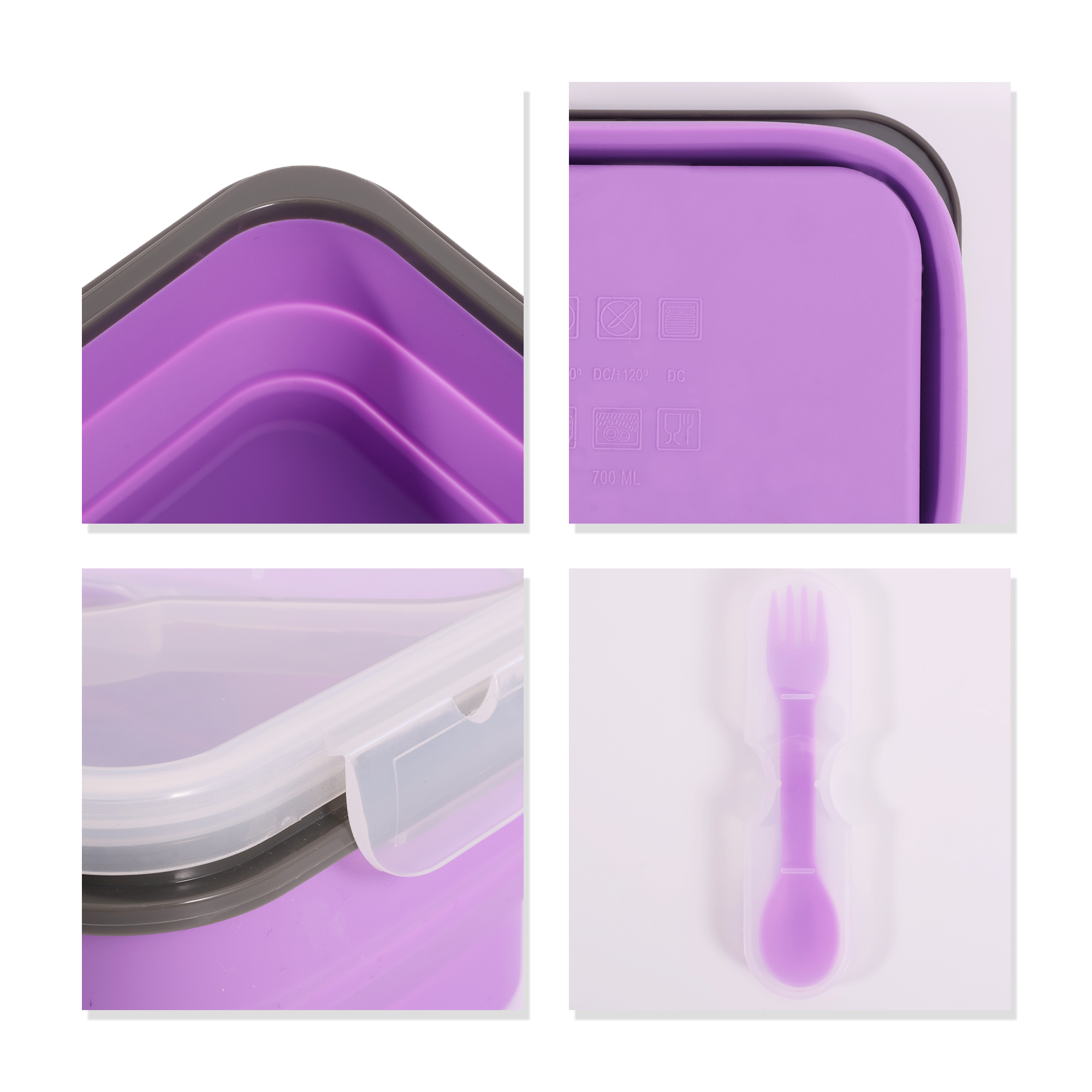 Silicone Food Storage Container with Fork Spoon - Image 11