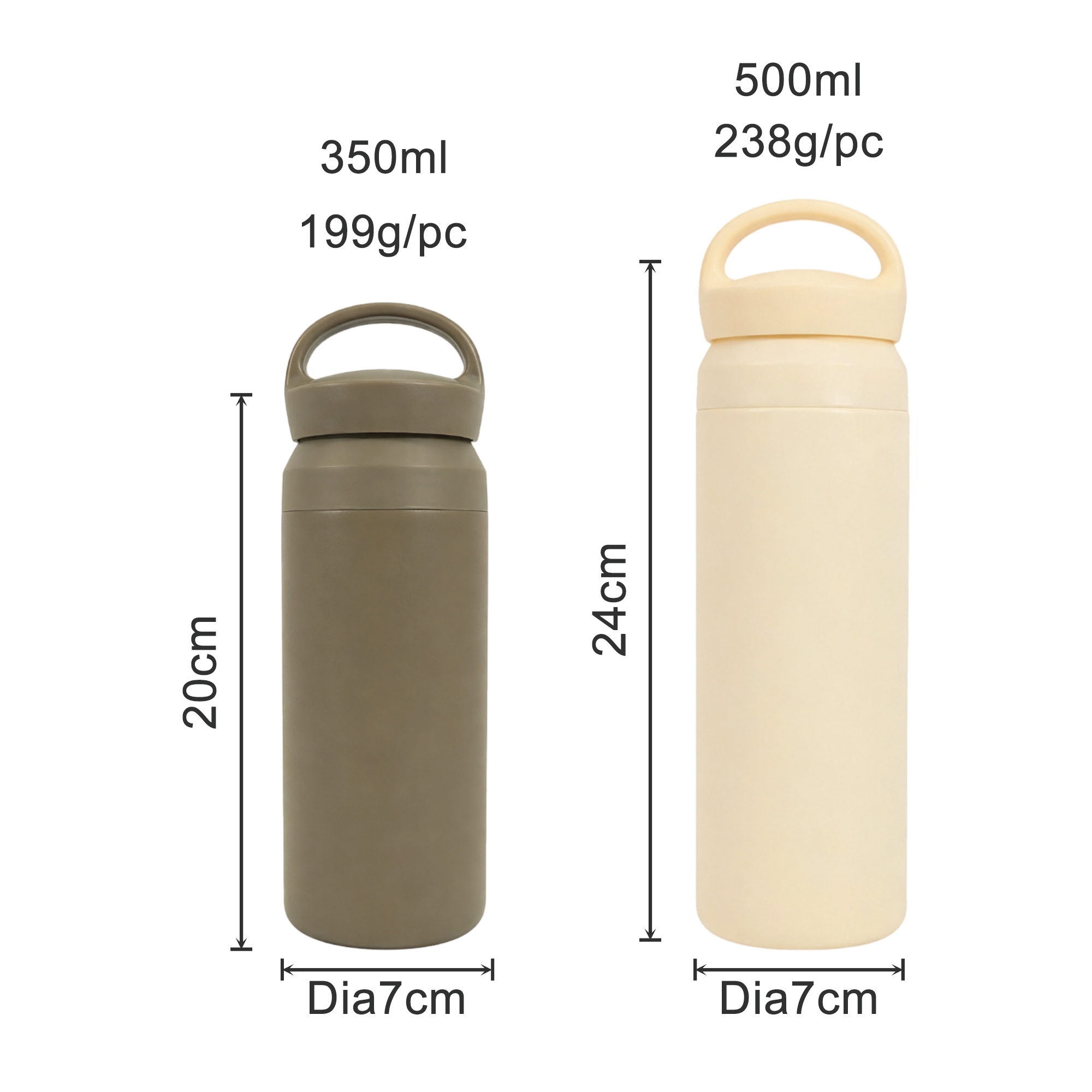 350ML/500ML Double Wall Stainless Steel Drink Bottle with Handle - Image 7