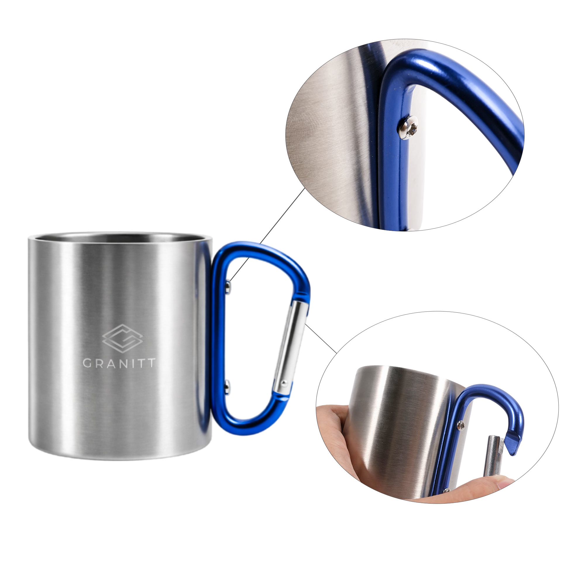 170ML/280ML Stainless Steel Insulated Travel Mug with Carabiner Handle - Image 9