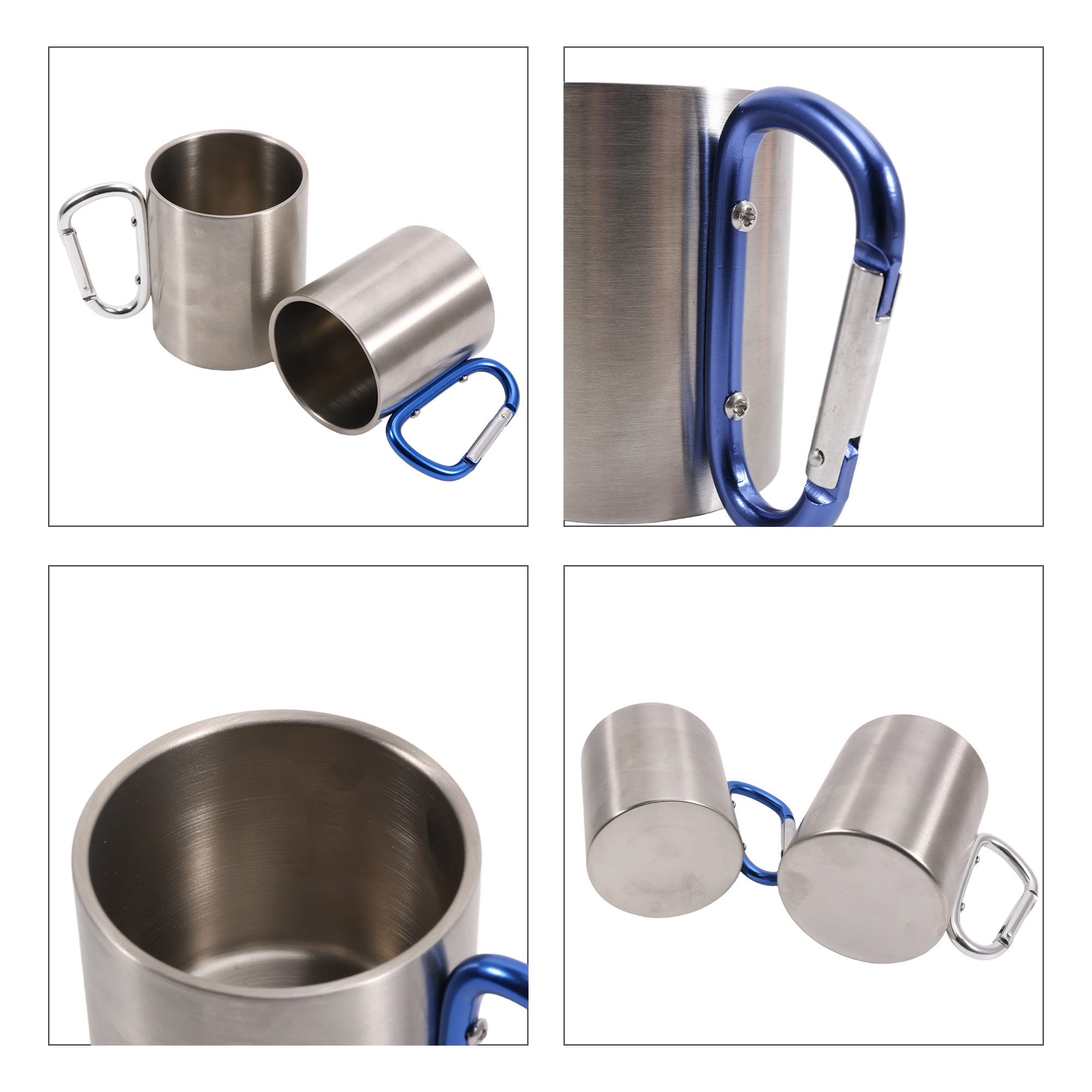 170ML/280ML Stainless Steel Insulated Travel Mug with Carabiner Handle - Image 8