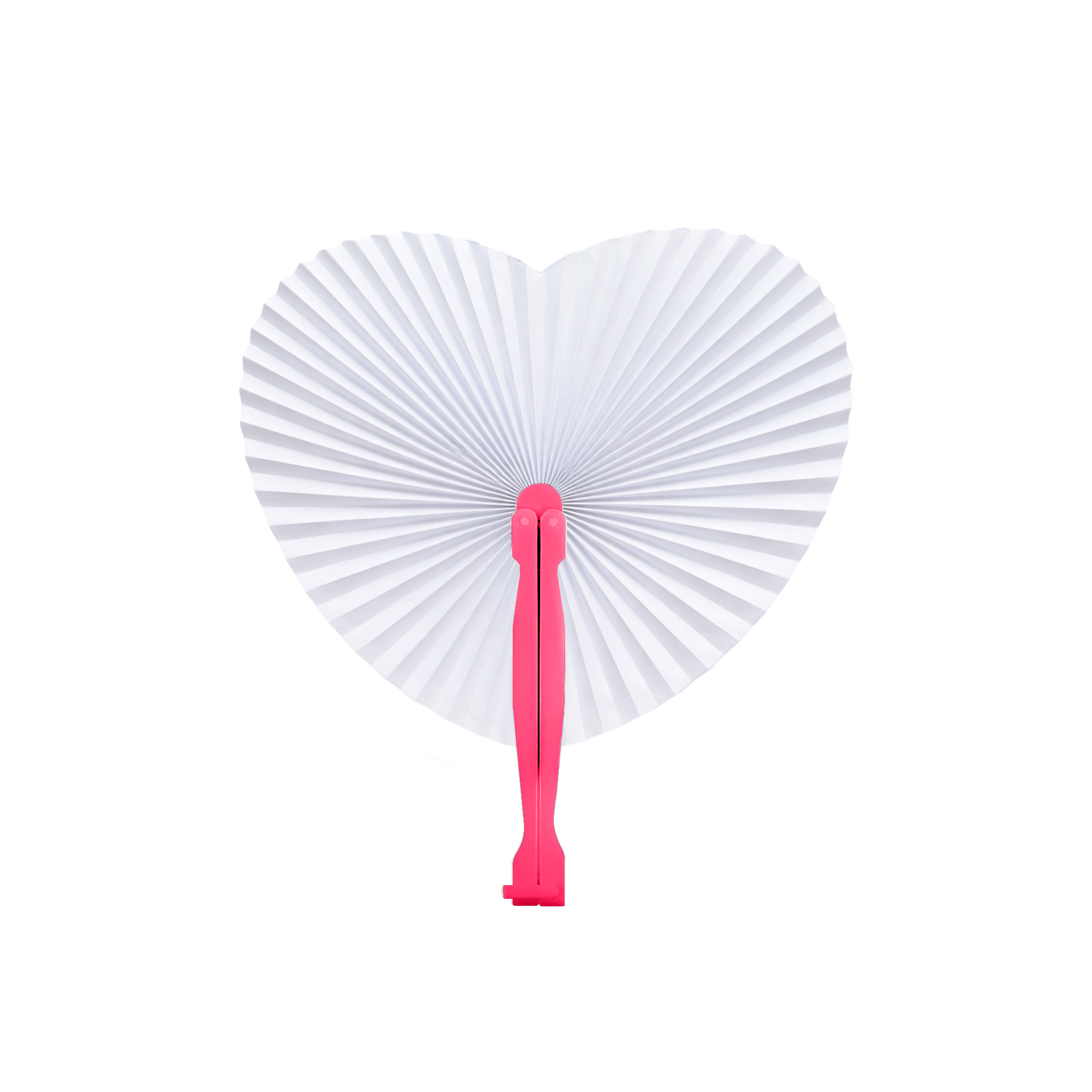 Heart Shape Plastic Handle Paper Fan - Image 5