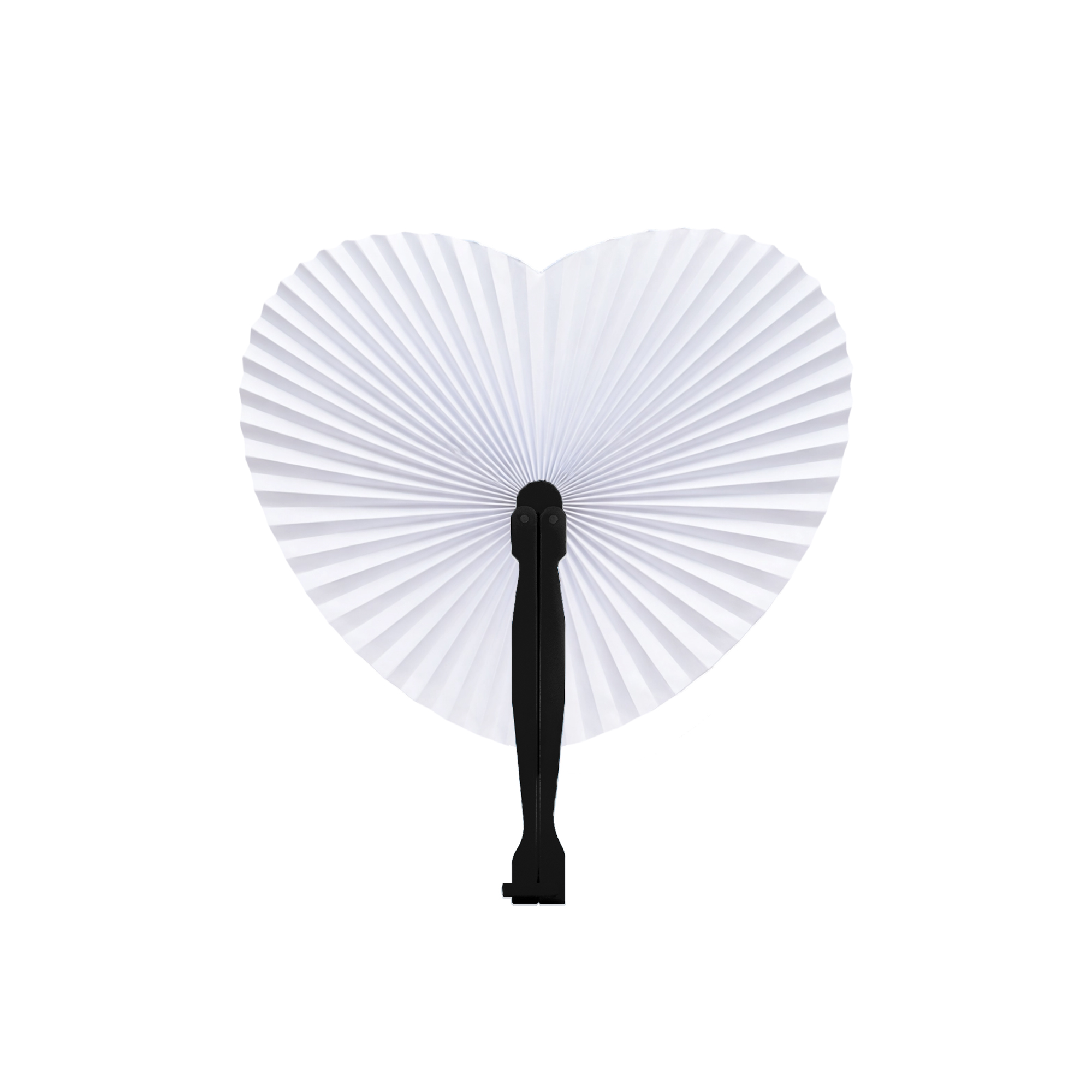 Heart Shape Plastic Handle Paper Fan - Image 7