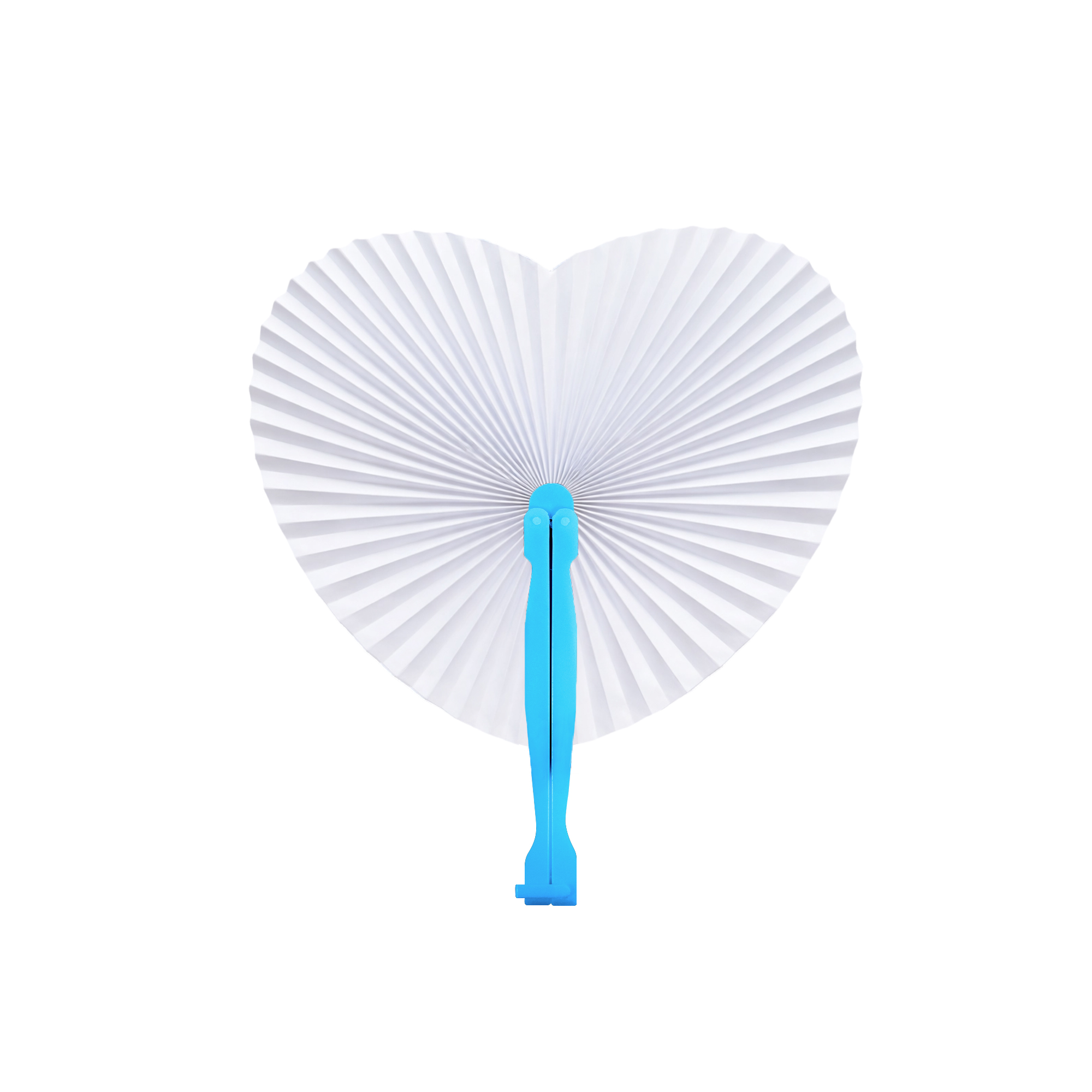 Heart Shape Plastic Handle Paper Fan - Image 2