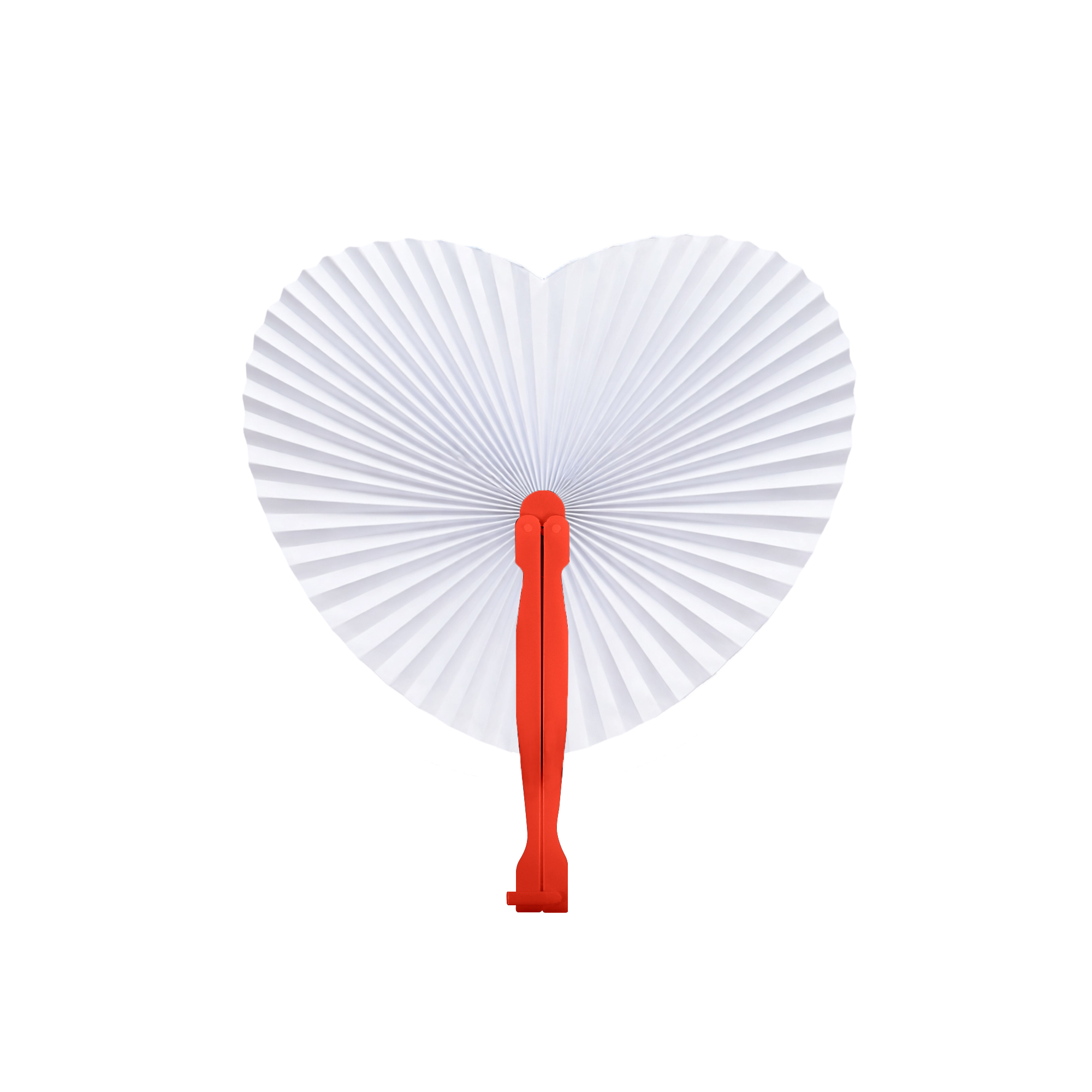 Heart Shape Plastic Handle Paper Fan - Image 3