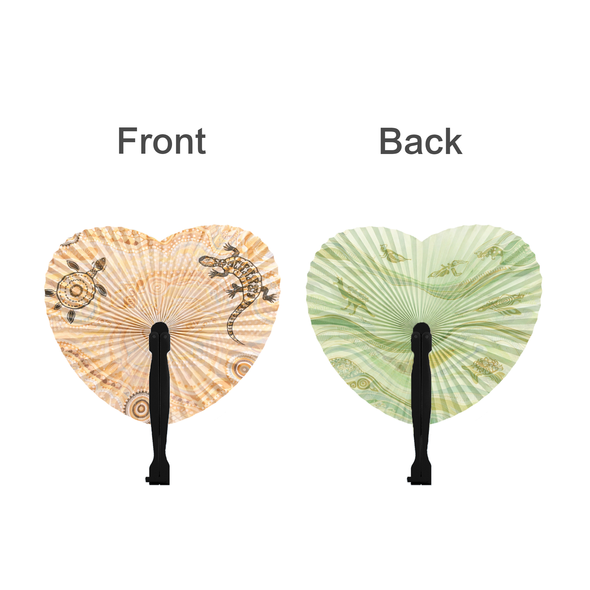 Heart Shape Plastic Handle Paper Fan - Image 8