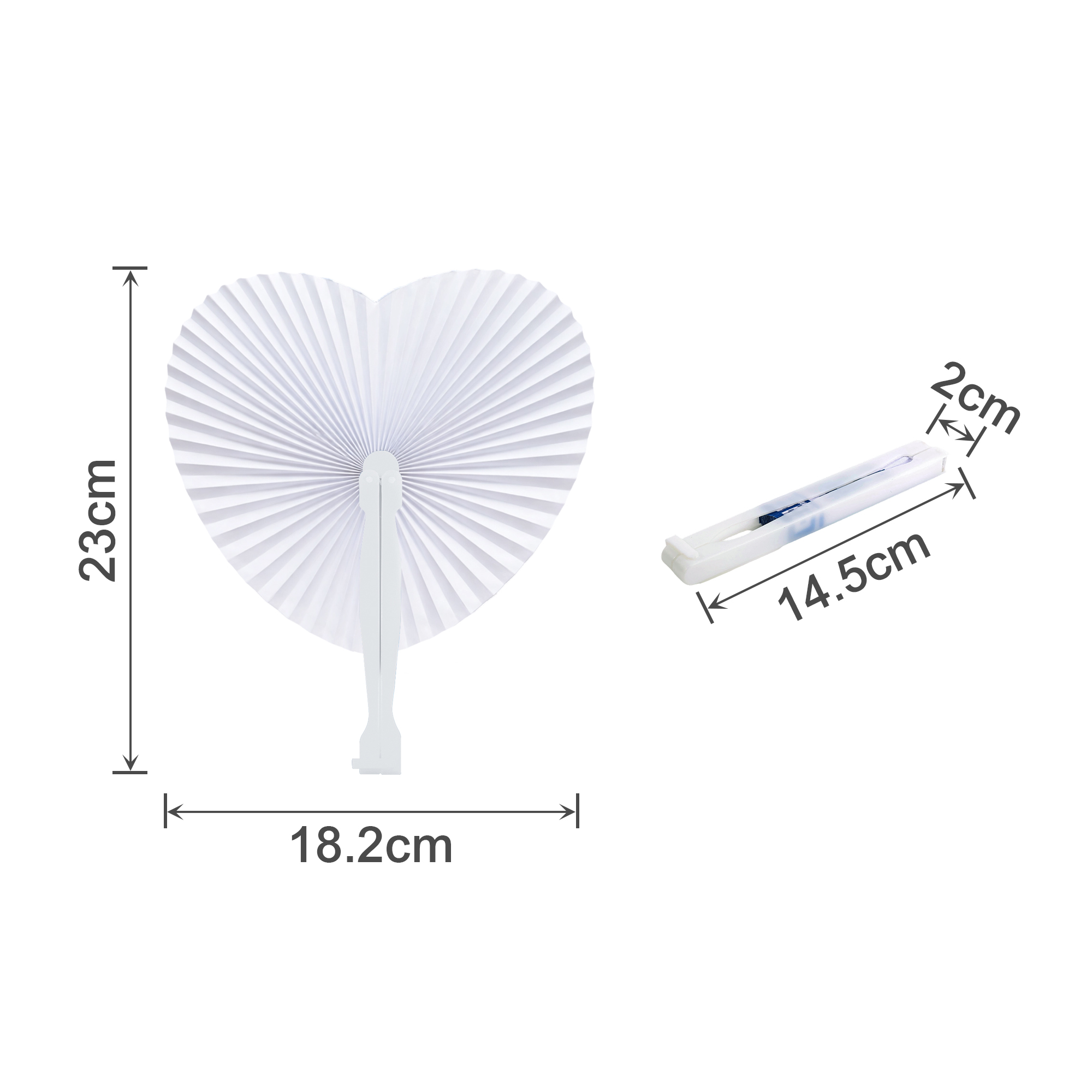 Heart Shape Plastic Handle Paper Fan - Image 9