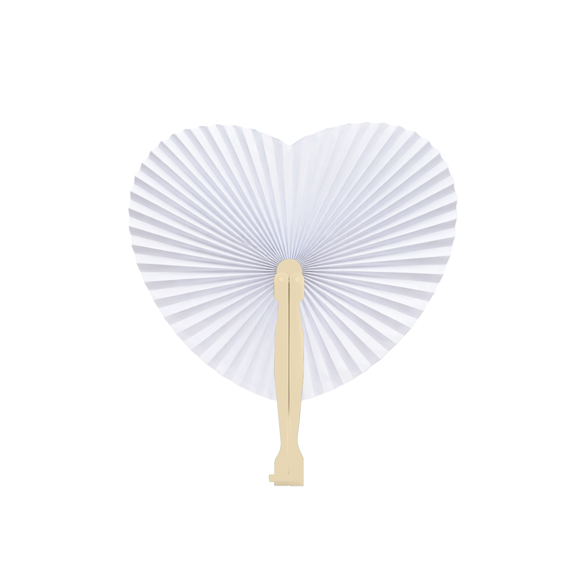 Heart Shape Plastic Handle Paper Fan - Image 6