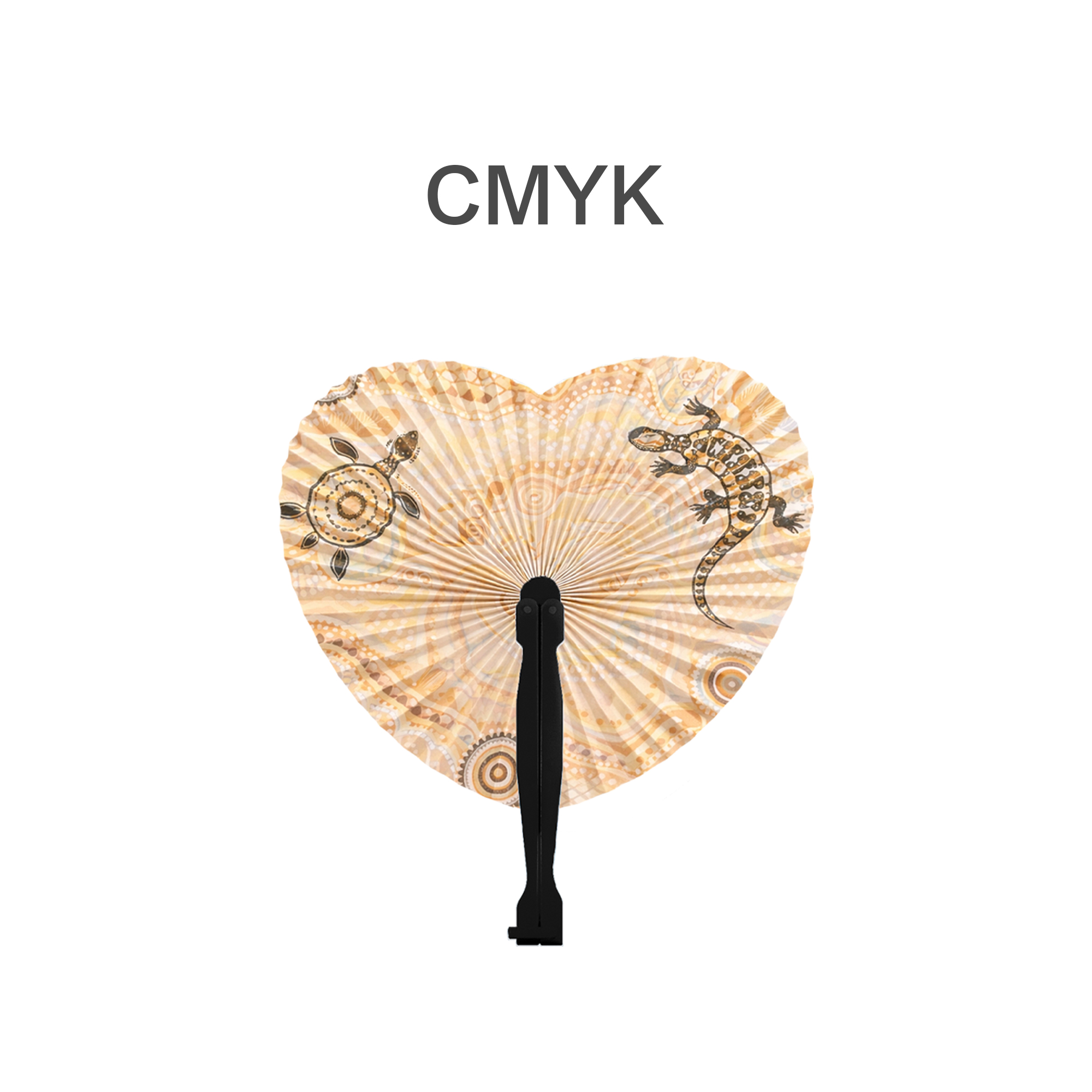 Heart Shape Plastic Handle Paper Fan - Image 10