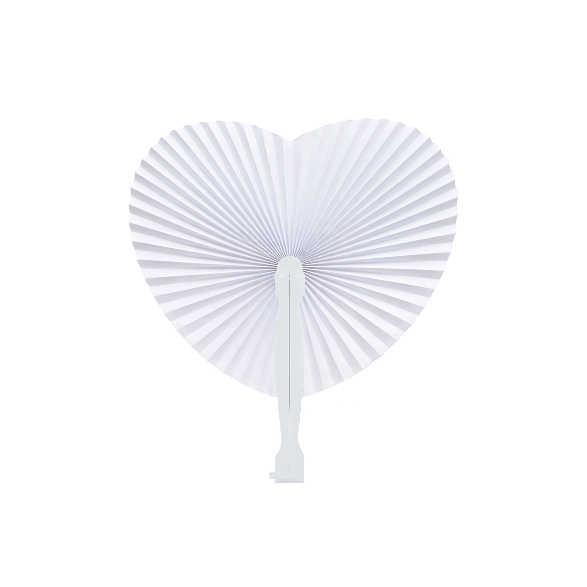 Heart Shape Plastic Handle Paper Fan - Image 4