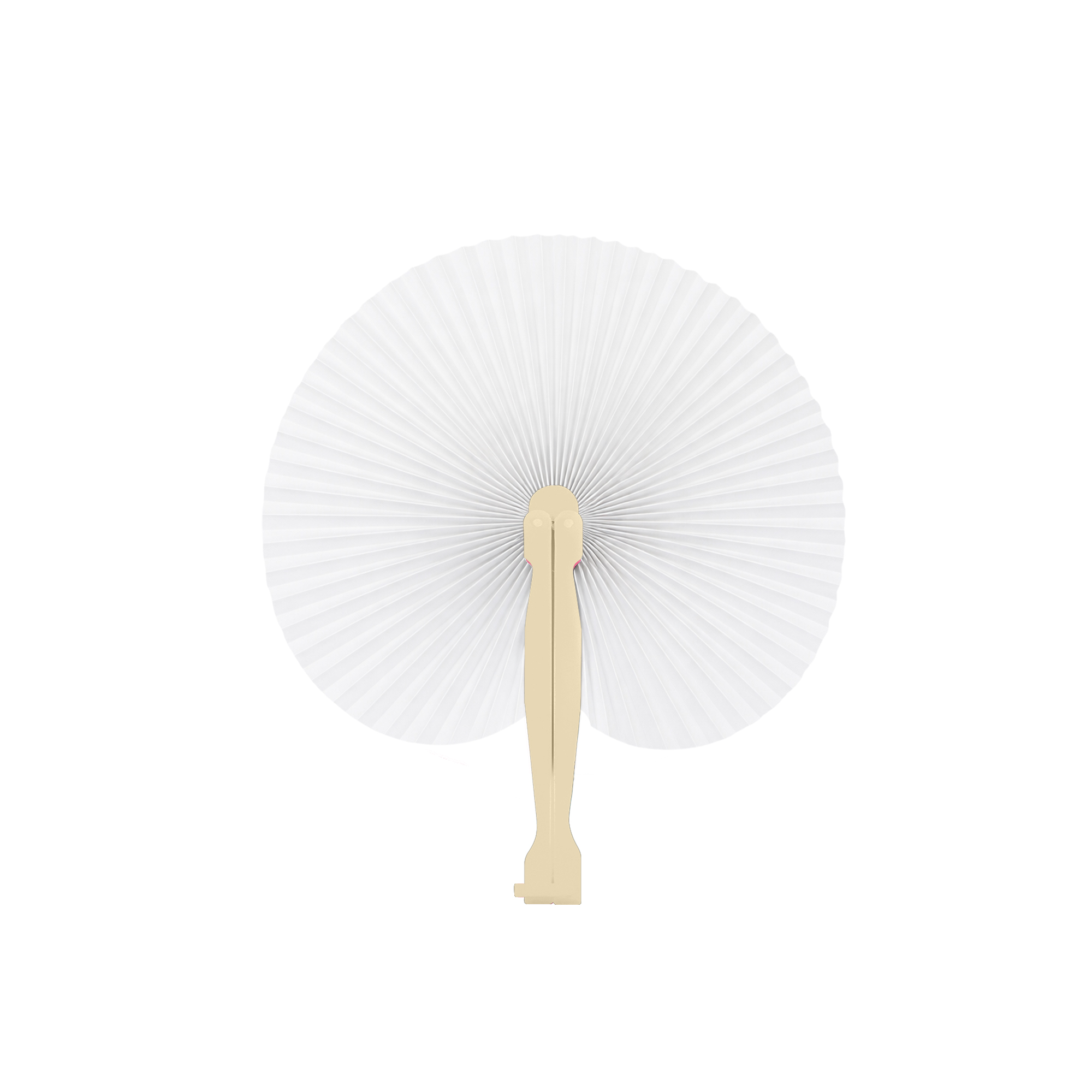 Peach Shape Plastic Handle Paper Fan - Image 7