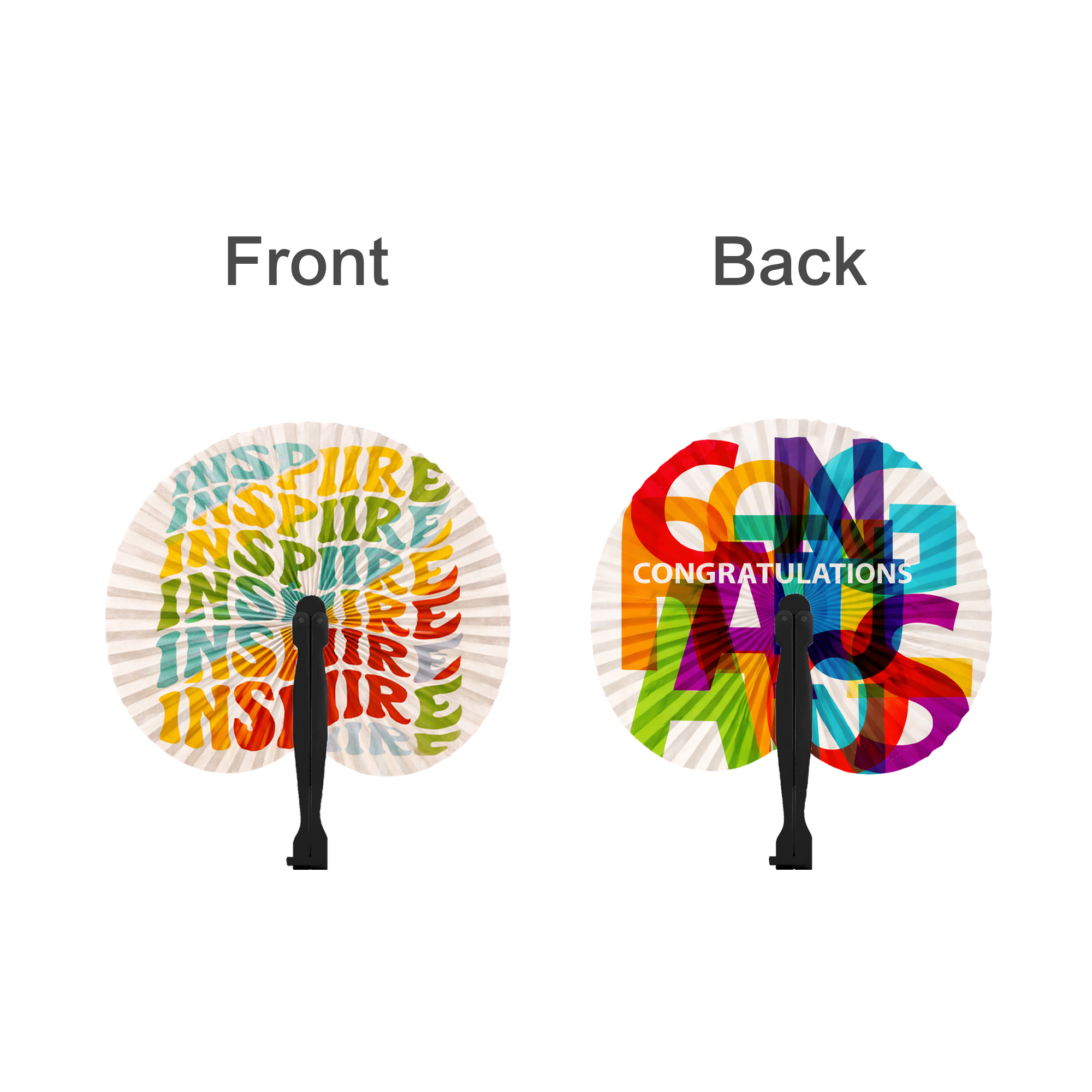 Peach Shape Plastic Handle Paper Fan - Image 8