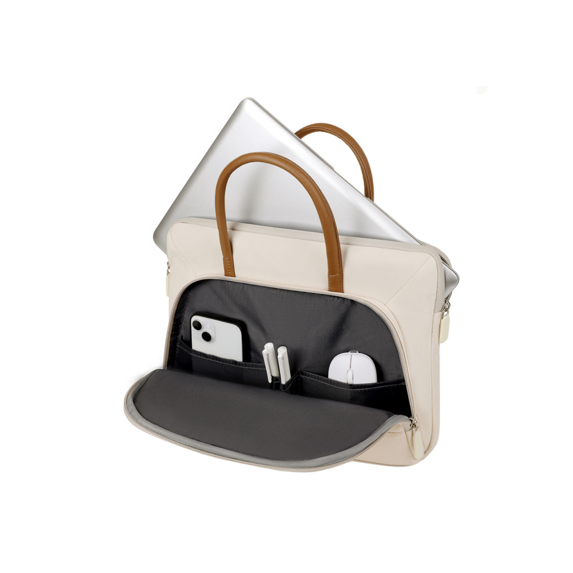 PU Handle Laptop Bag with Zippered Outer Pocket - Image 10