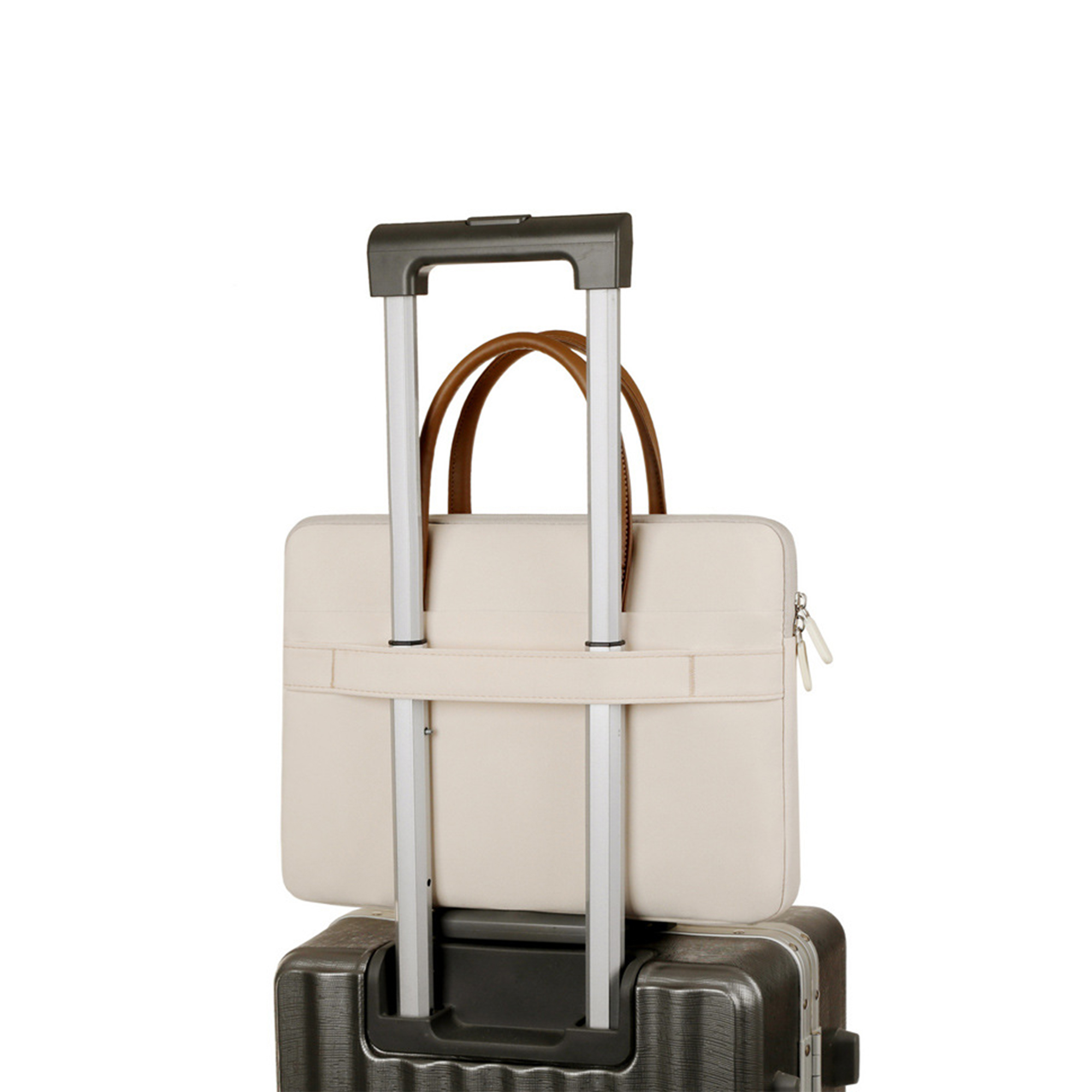 PU Handle Laptop Bag with Zippered Outer Pocket - Image 9