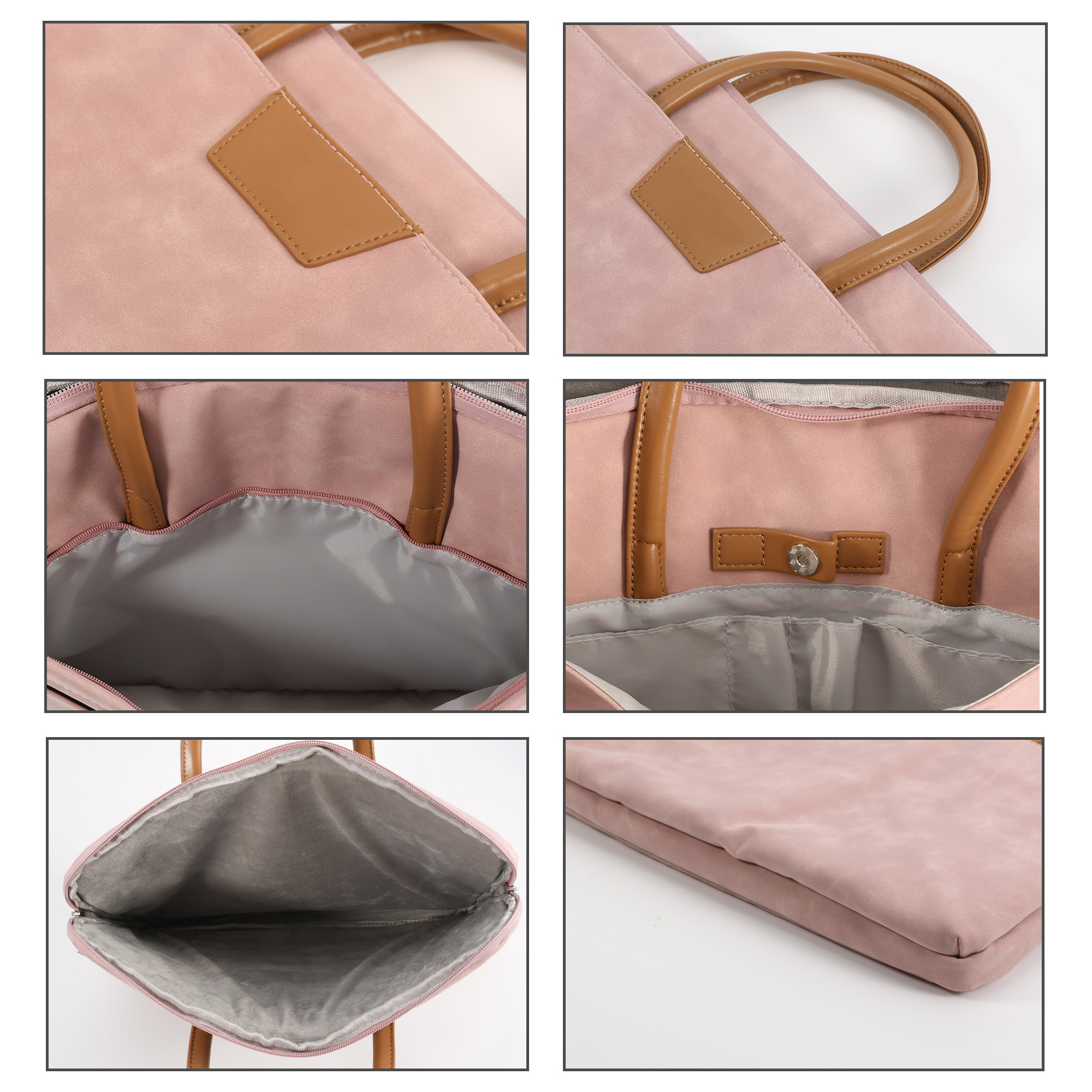 Suede PU Leather Laptop Bag - Image 8