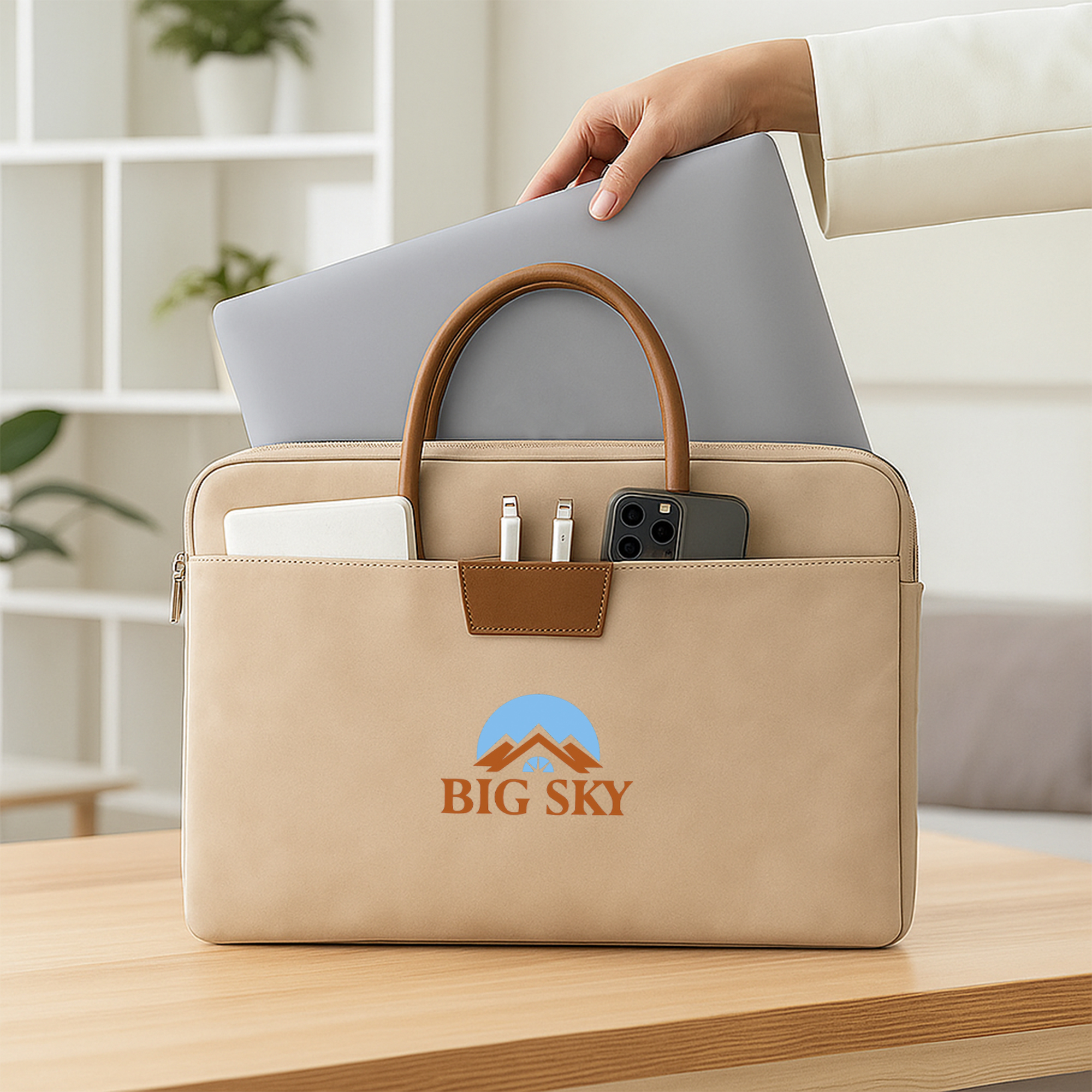 Suede PU Leather Laptop Bag - Image 9