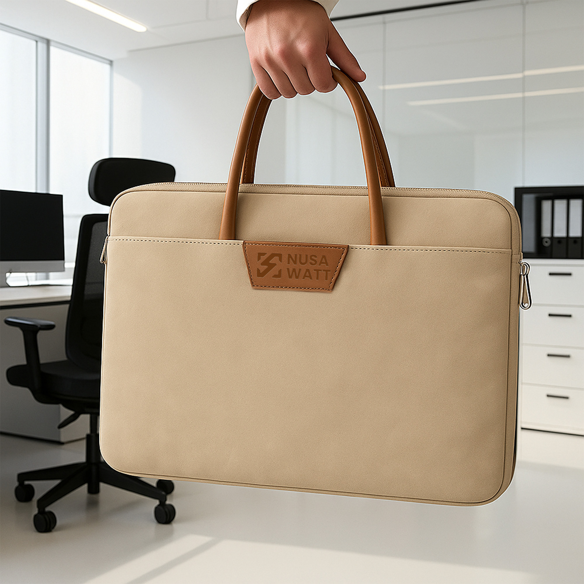 Suede PU Leather Laptop Bag - Image 10