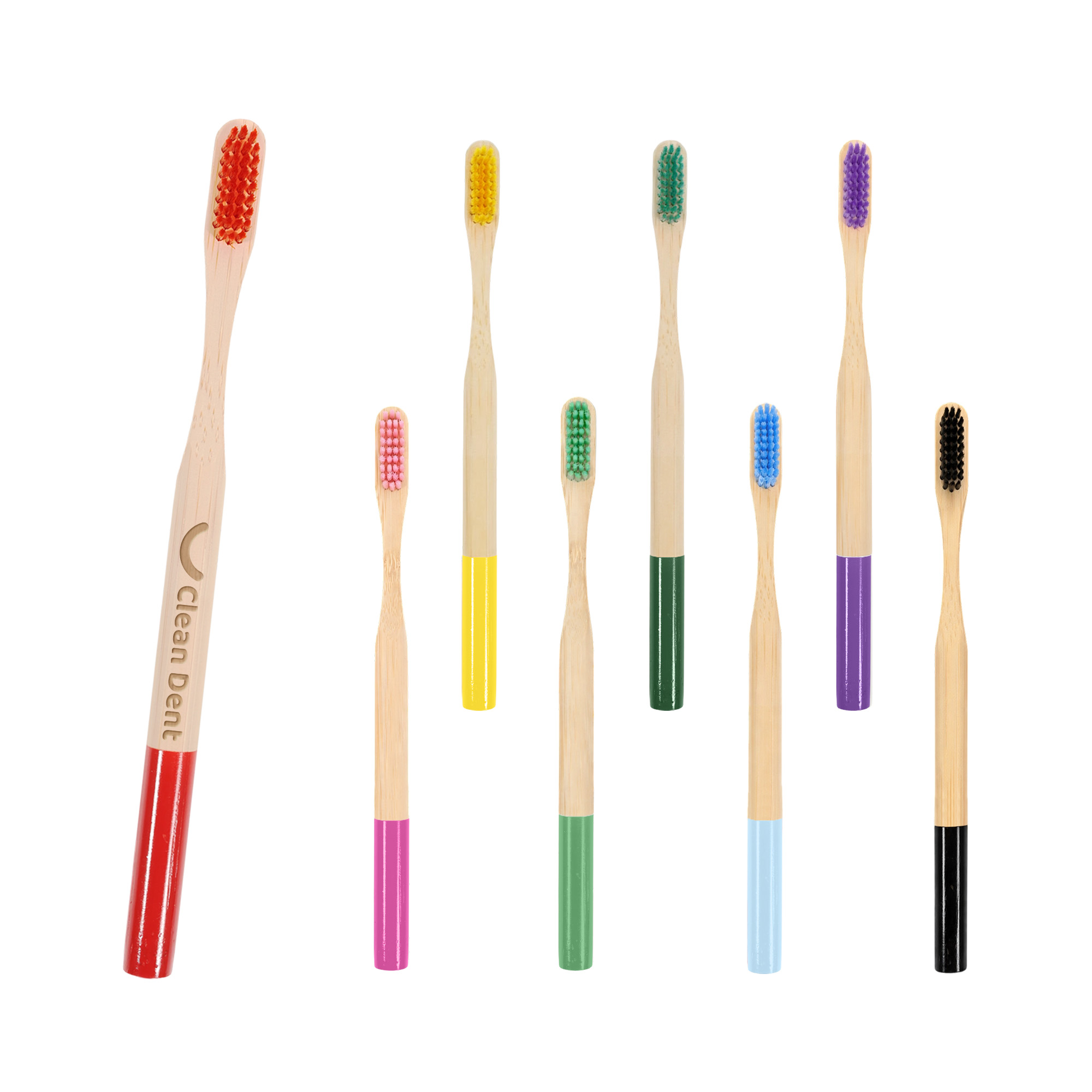 Large Round Handle Colorful Bamboo Toothbrush