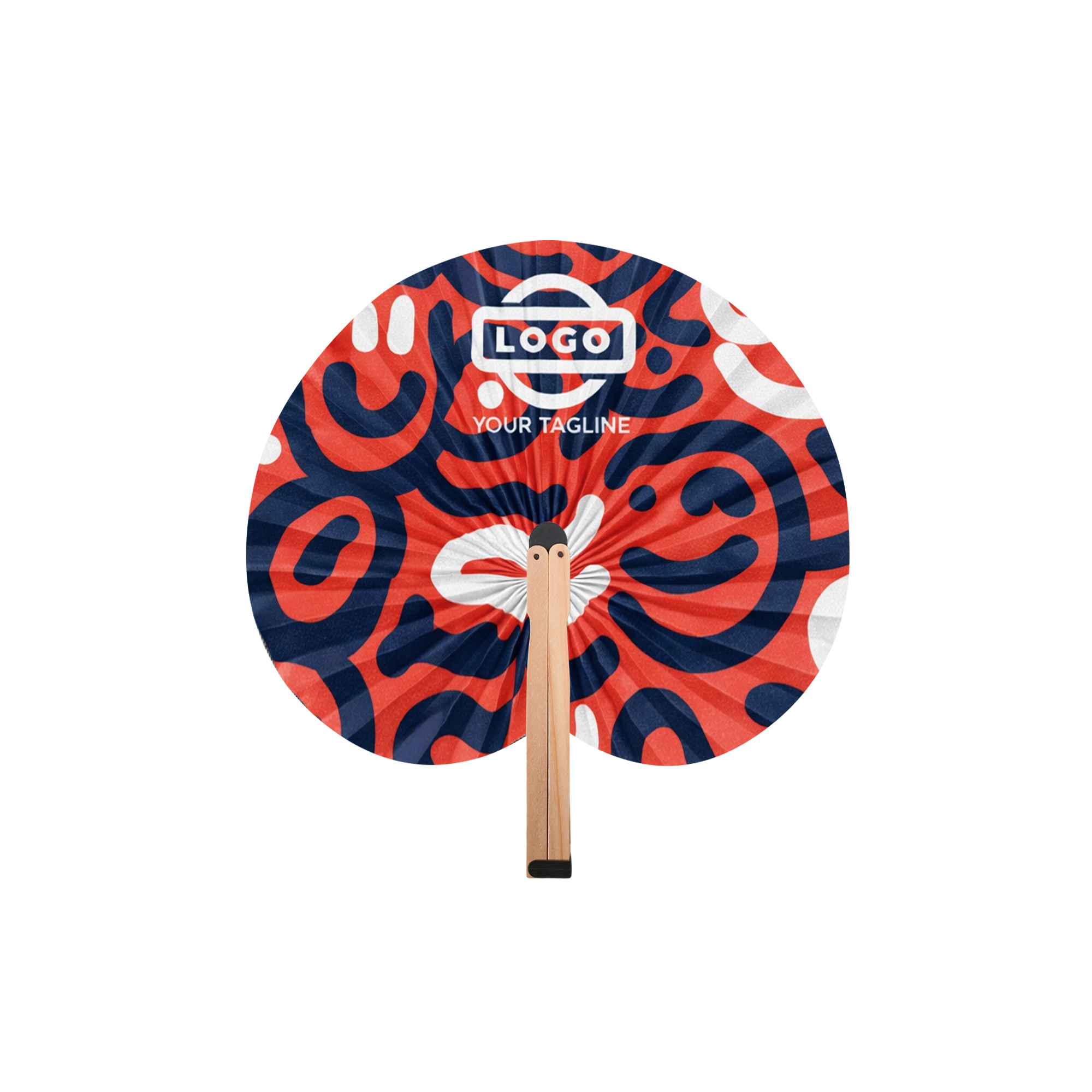 Peach Shape Wooden Paper Fan - Image 2