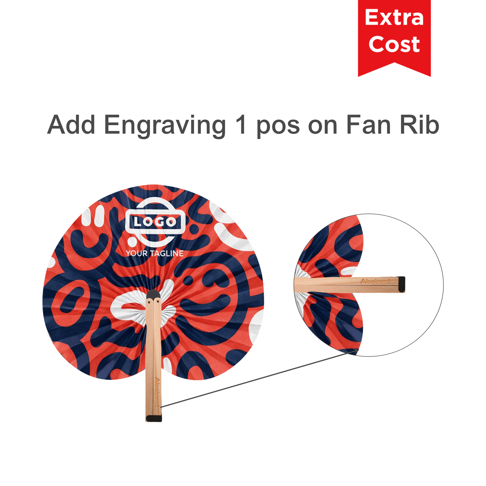 Peach Shape Wooden Paper Fan - Image 7
