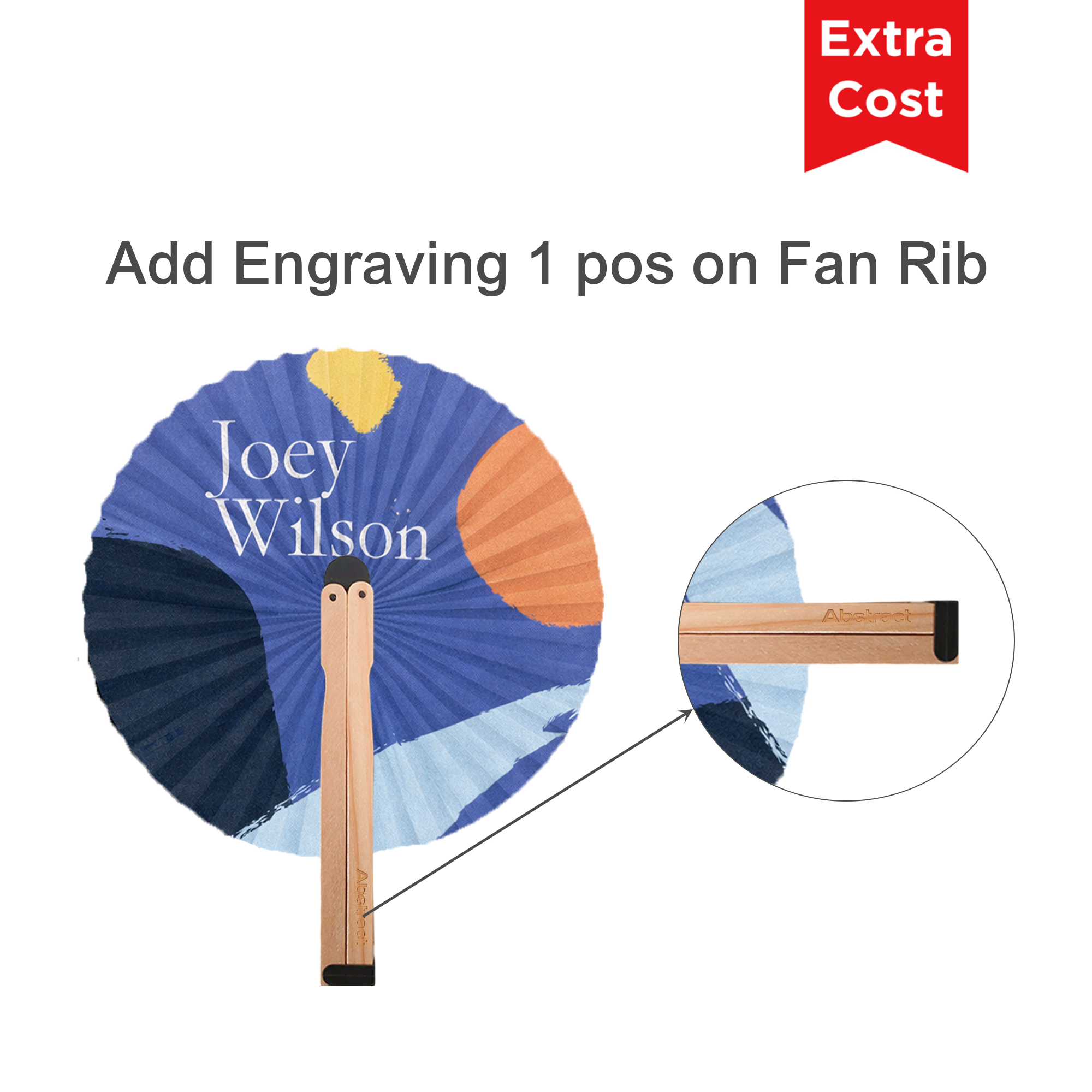 Round Wooden Paper Fan - Image 7