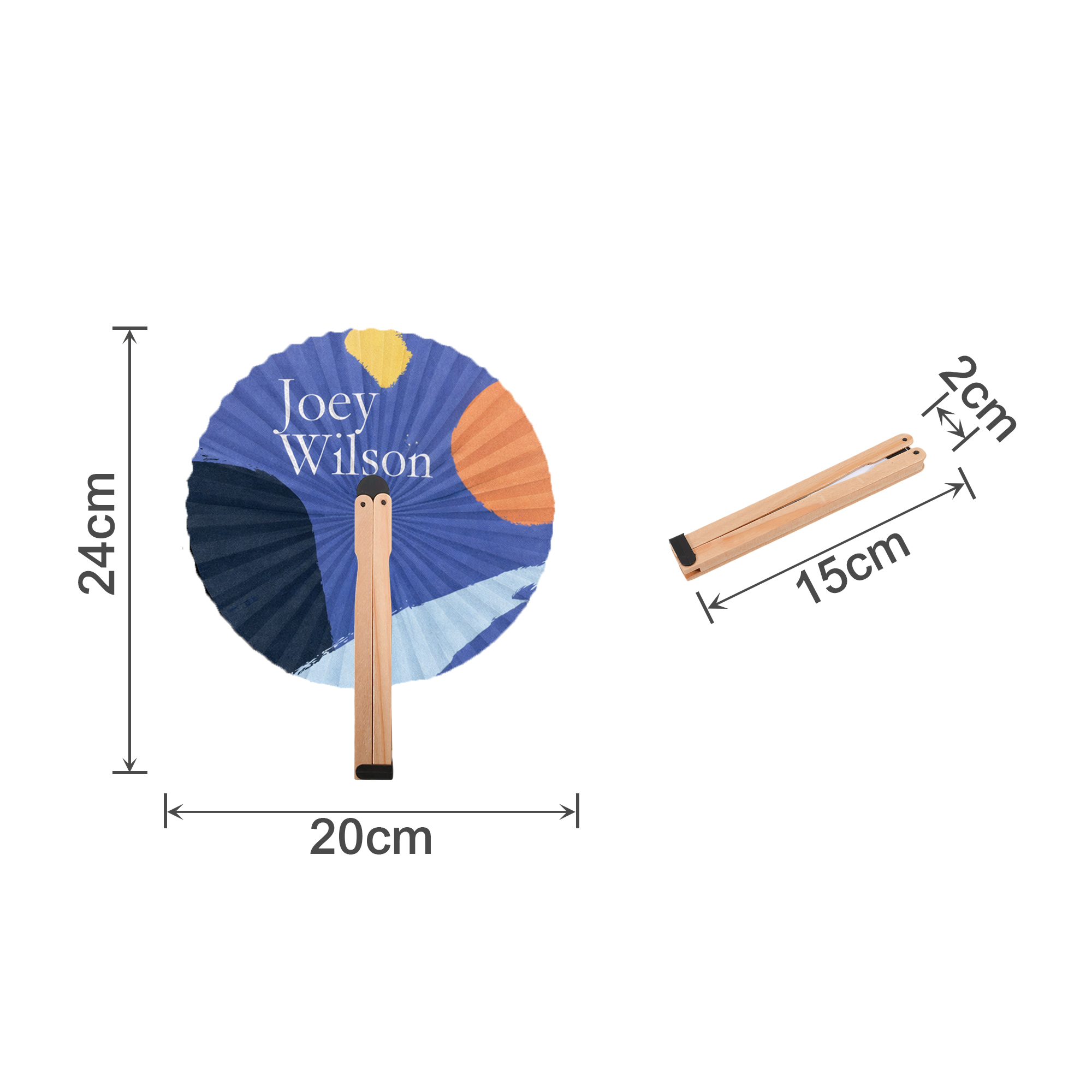 Round Wooden Paper Fan - Image 4