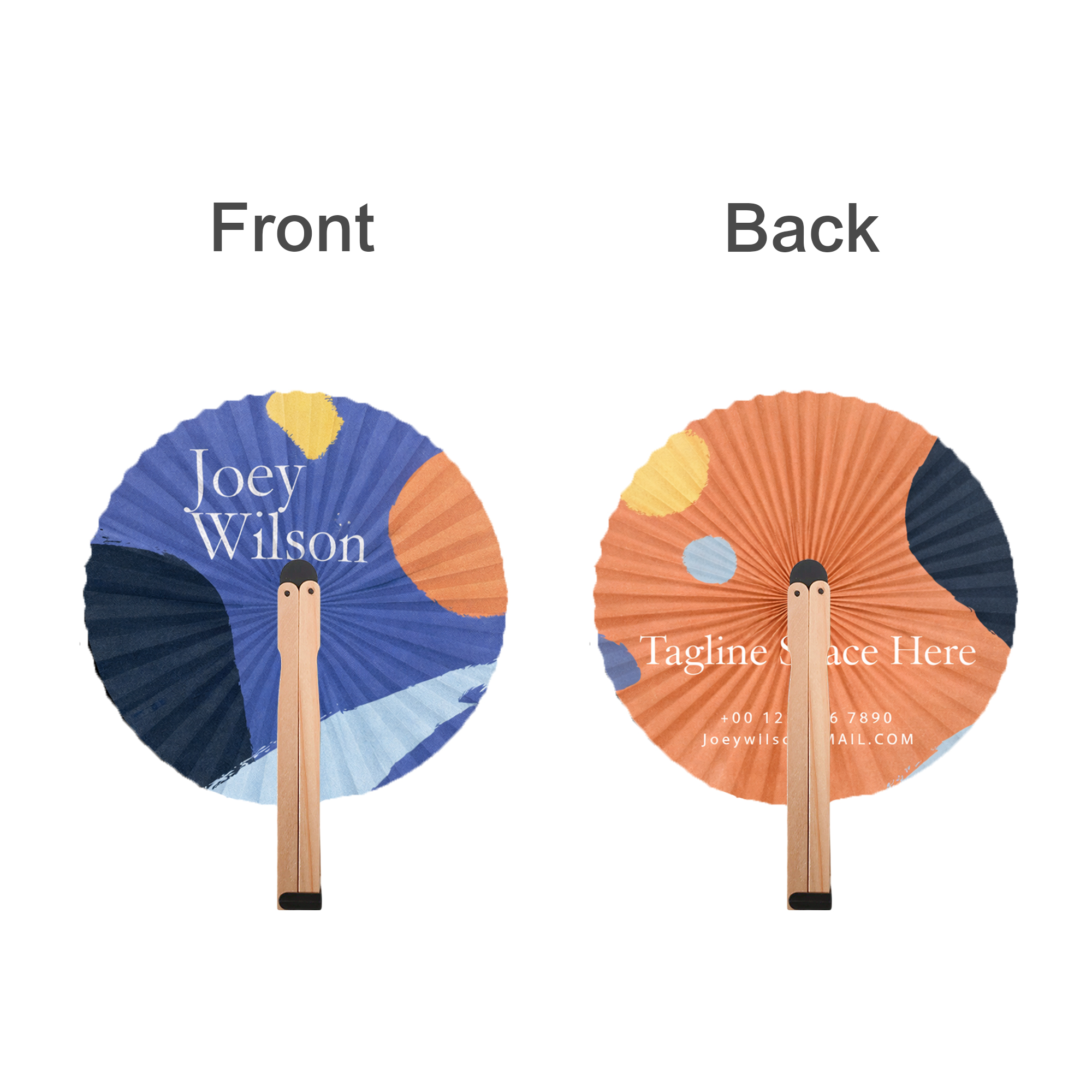 Round Wooden Paper Fan - Image 3