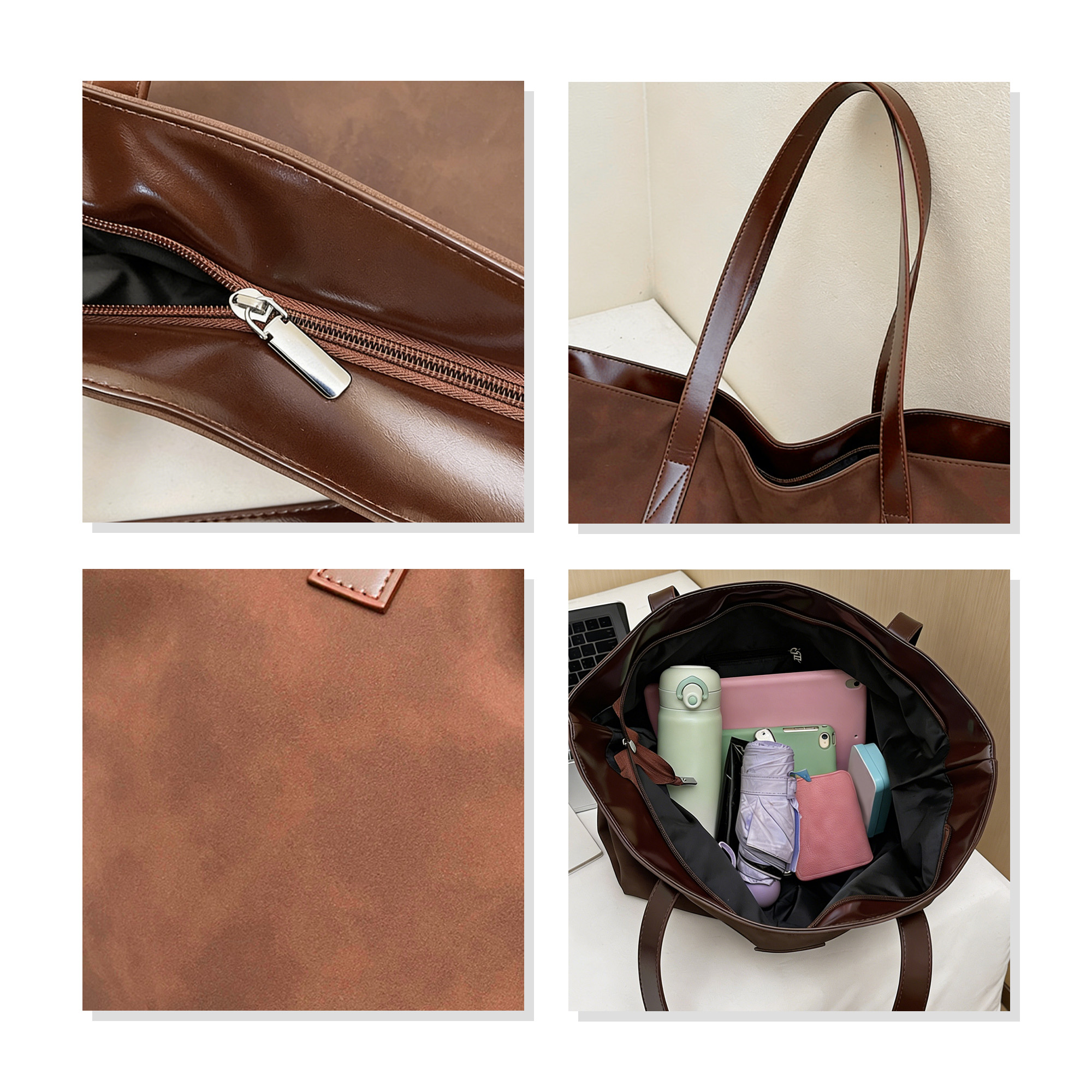 Suede Leather Tote Bag - Image 7