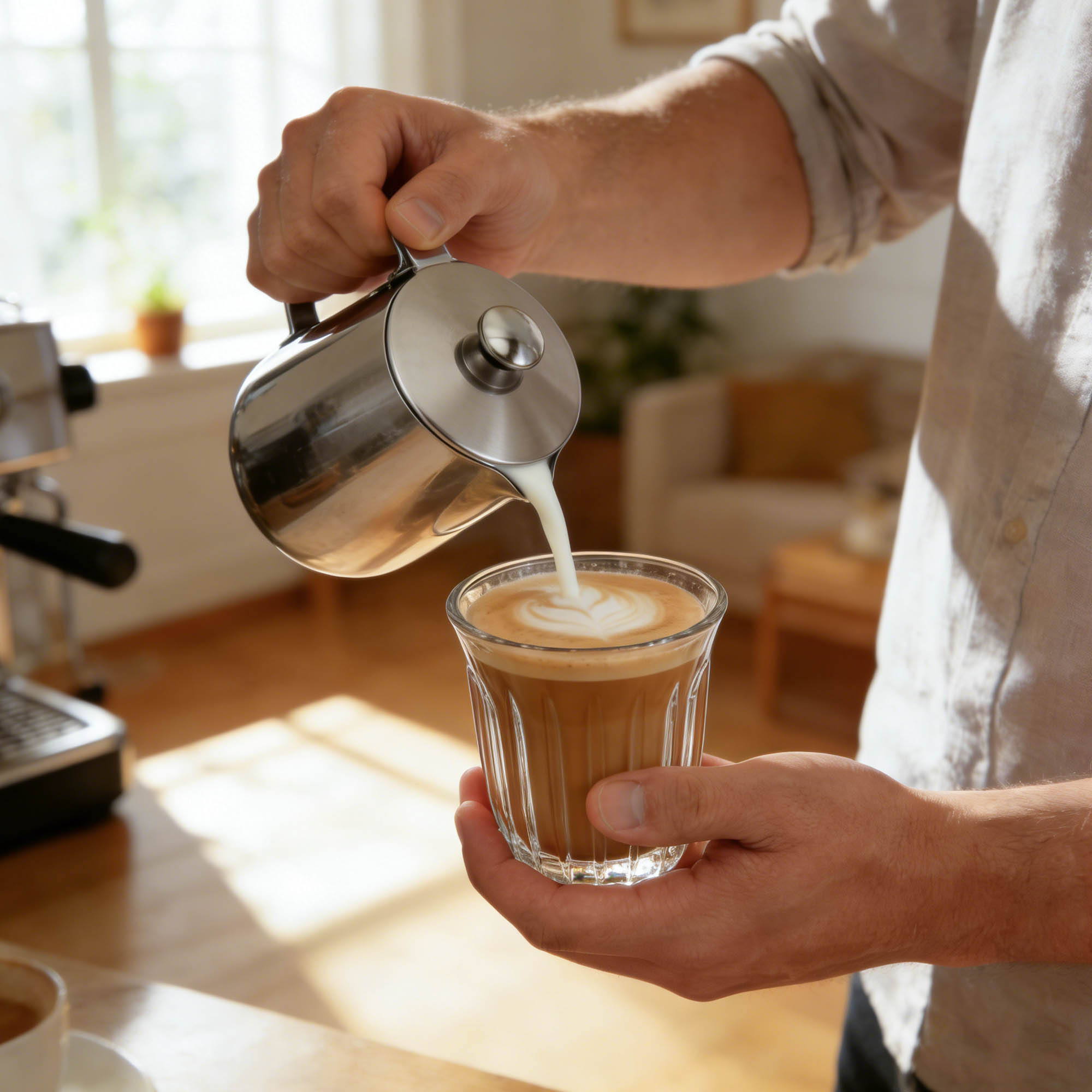 Stainless Steel Milk Frothing Pitcher with Lid - Image 6