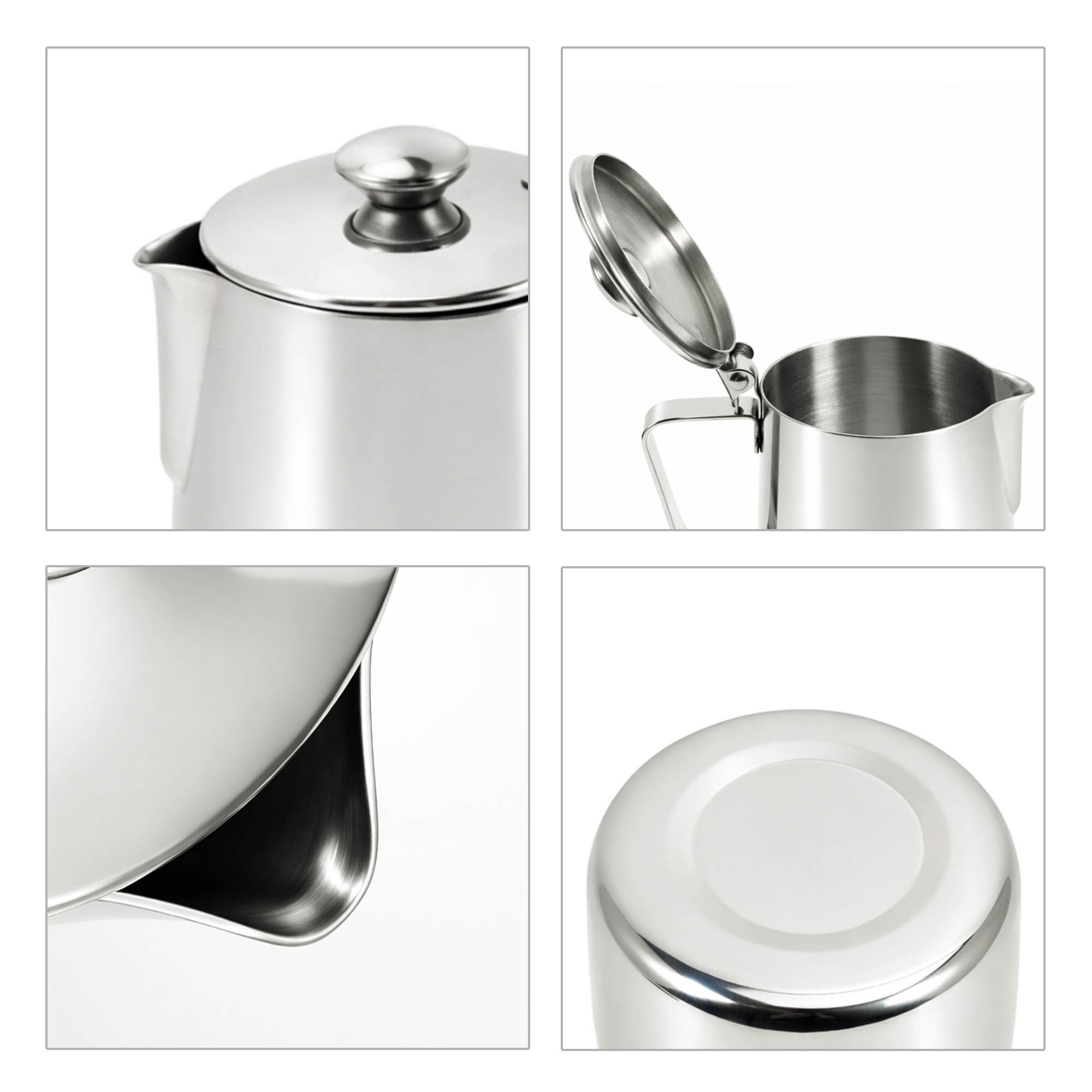 Stainless Steel Milk Frothing Pitcher with Lid - Image 5