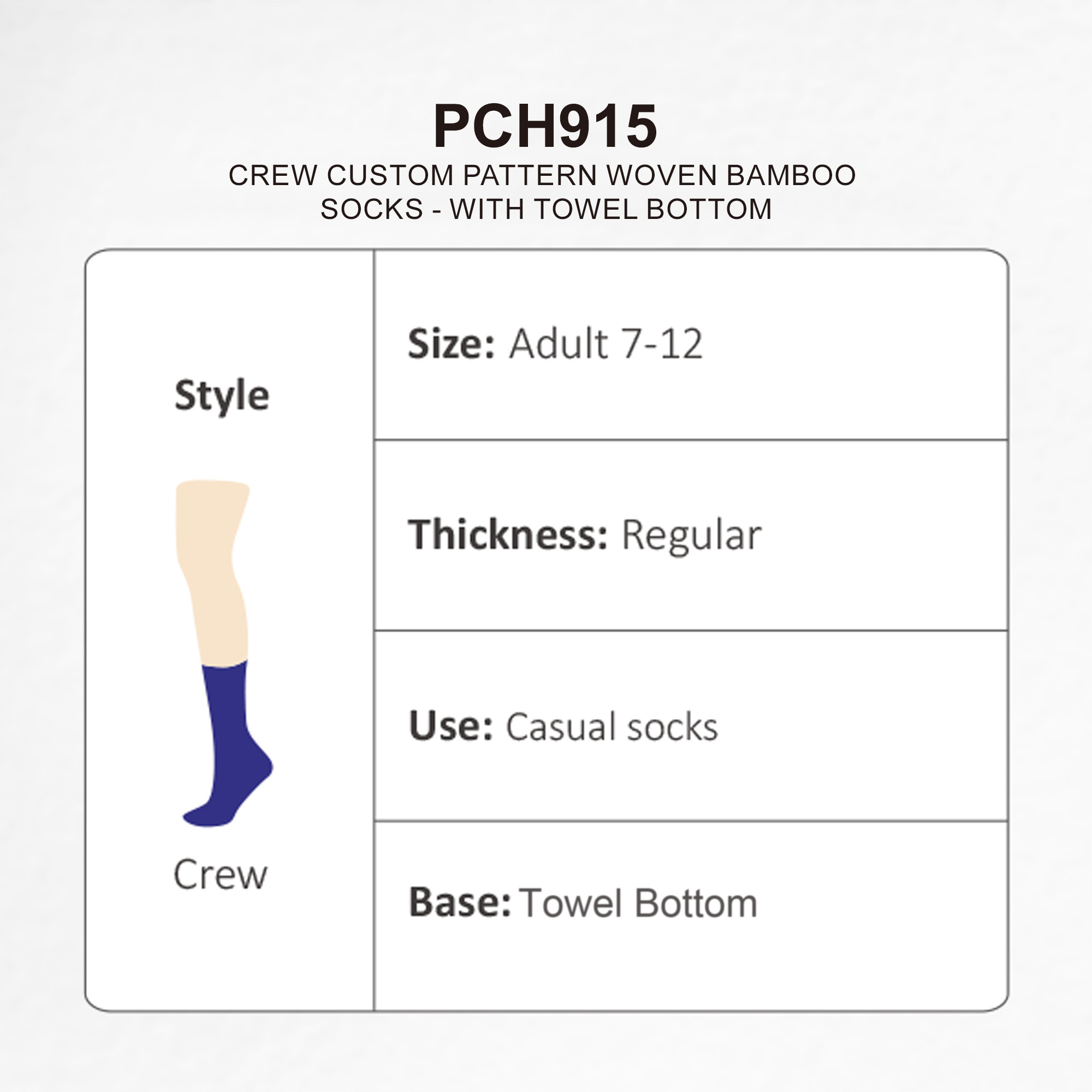 Crew Custom Pattern Woven Bamboo Socks - With Towel Bottom - Image 10