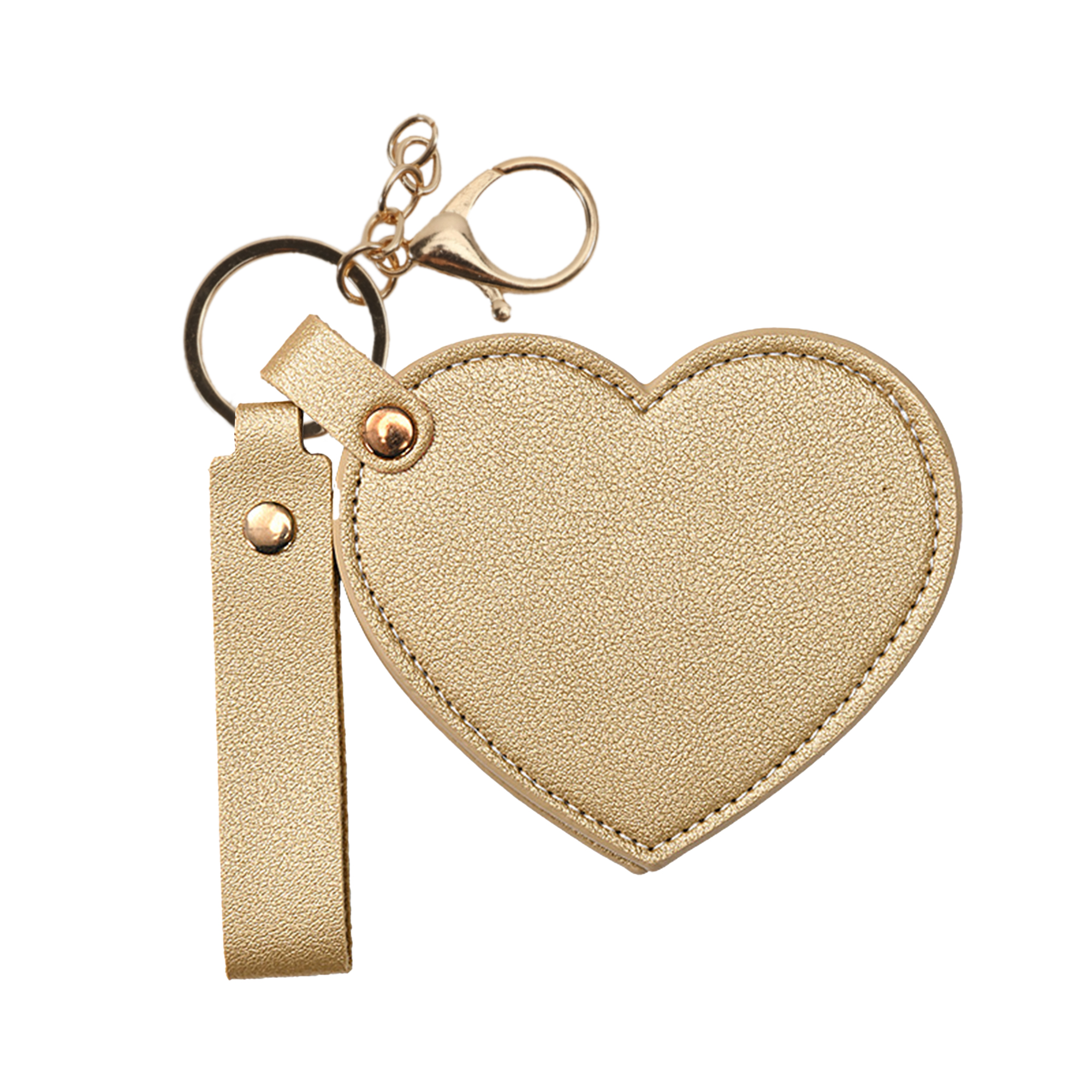 Heart-Shaped Compact Mirror with Keychain - Image 7