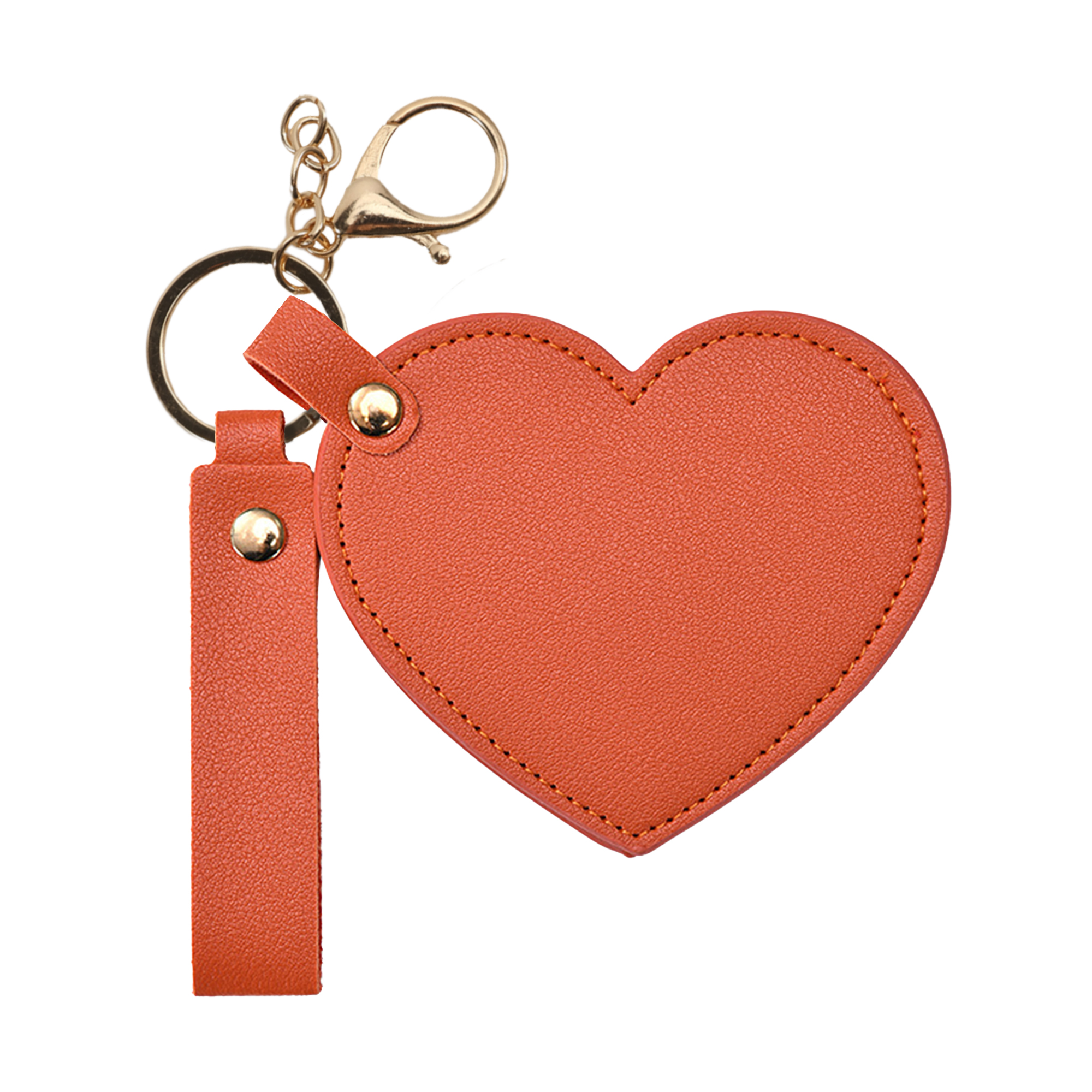 Heart-Shaped Compact Mirror with Keychain - Image 5