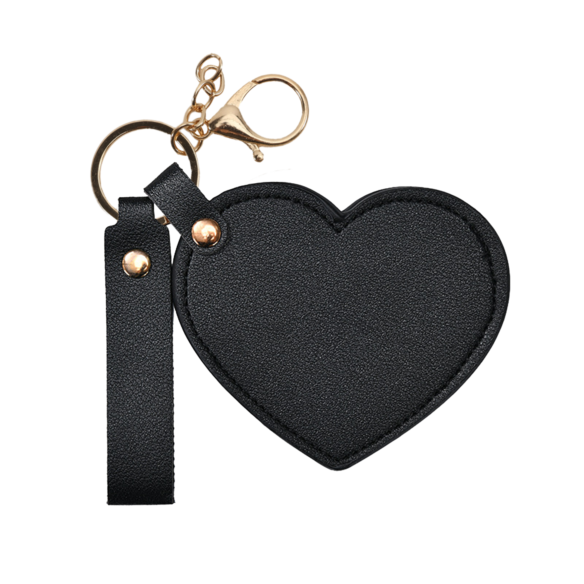 Heart-Shaped Compact Mirror with Keychain - Image 3