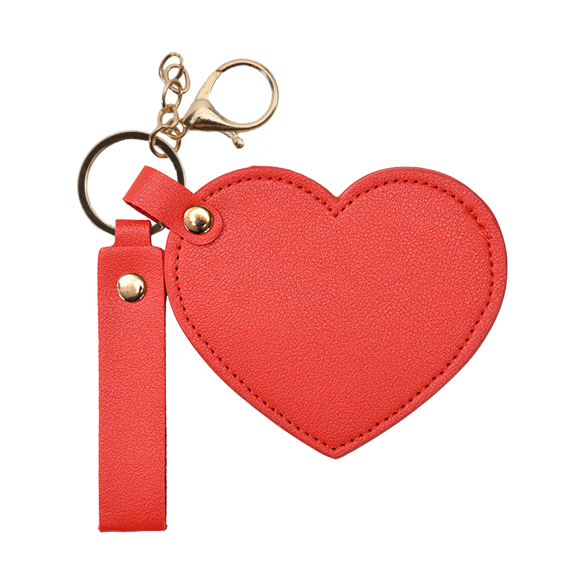 Heart-Shaped Compact Mirror with Keychain - Image 4