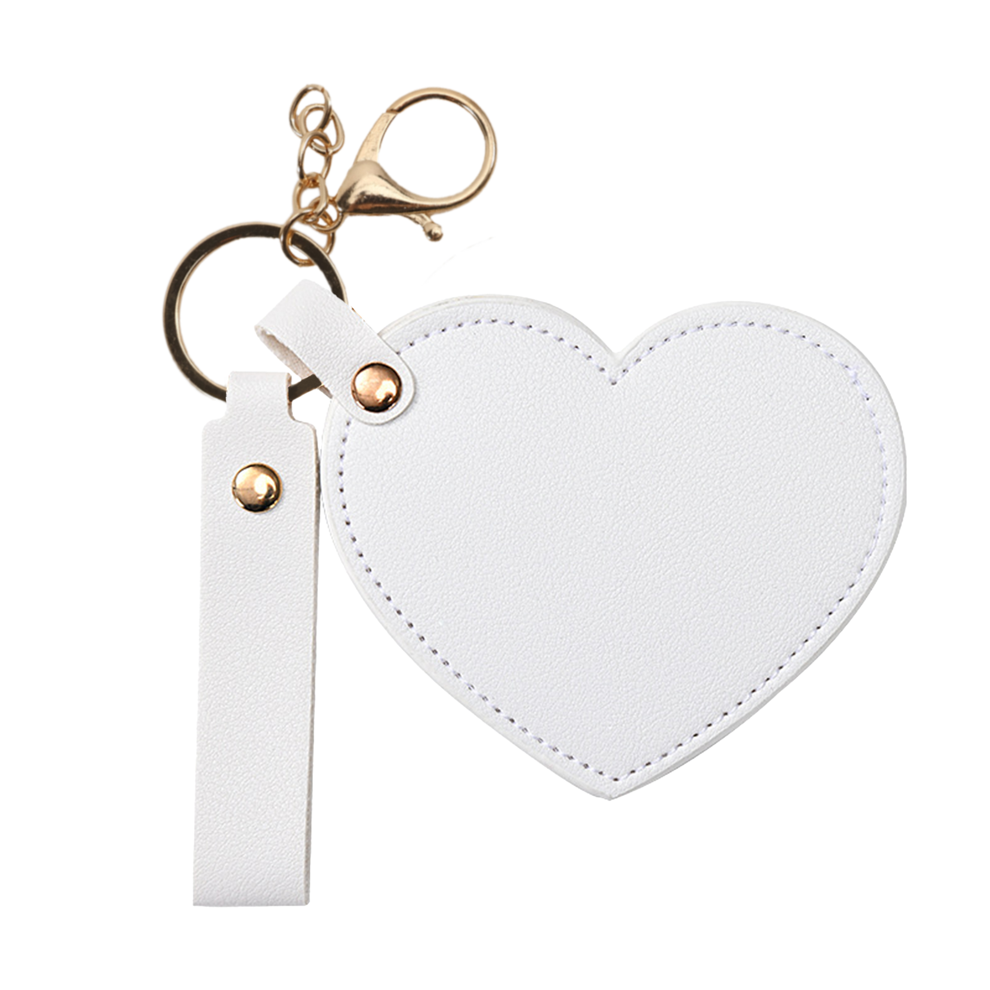 Heart-Shaped Compact Mirror with Keychain - Image 8