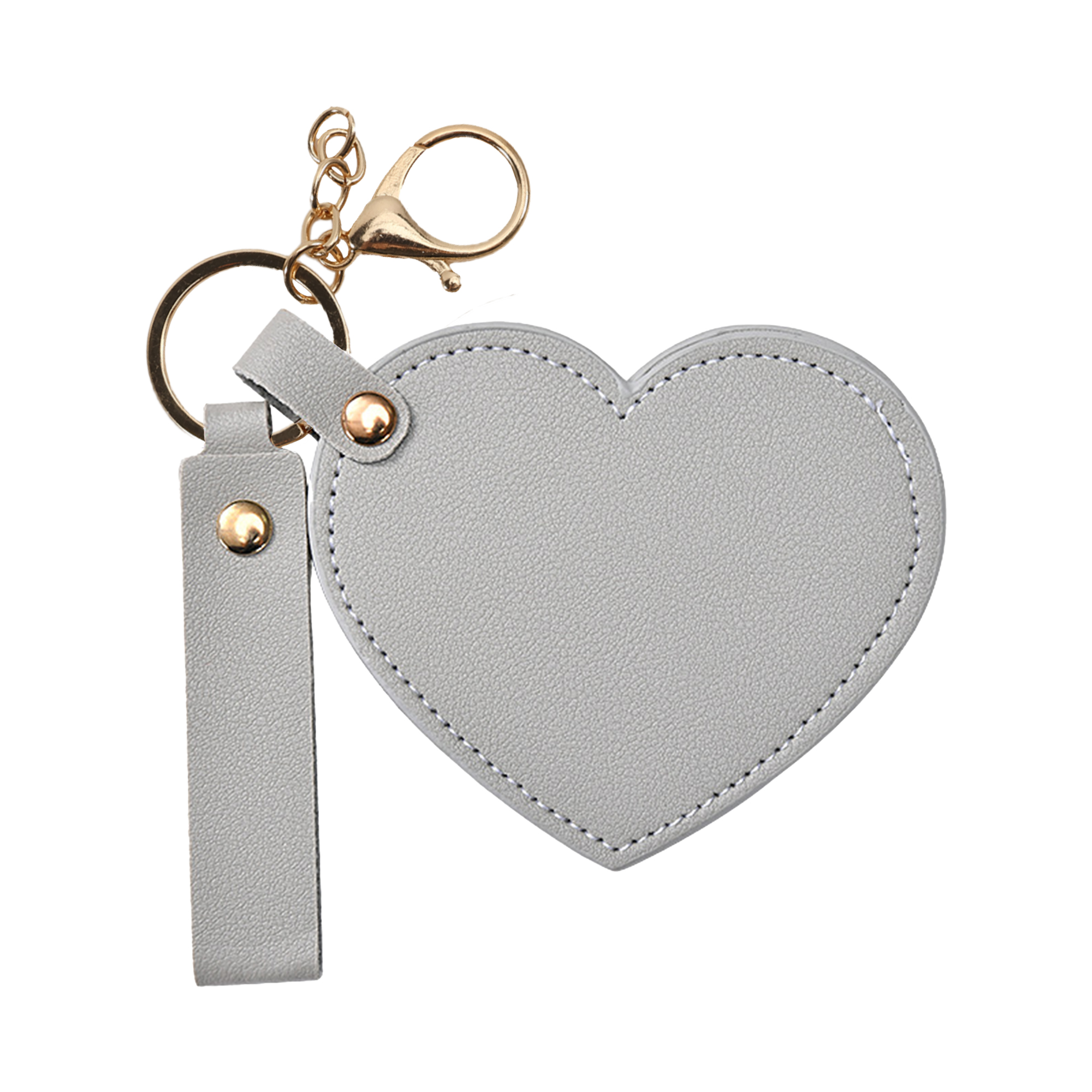 Heart-Shaped Compact Mirror with Keychain - Image 2