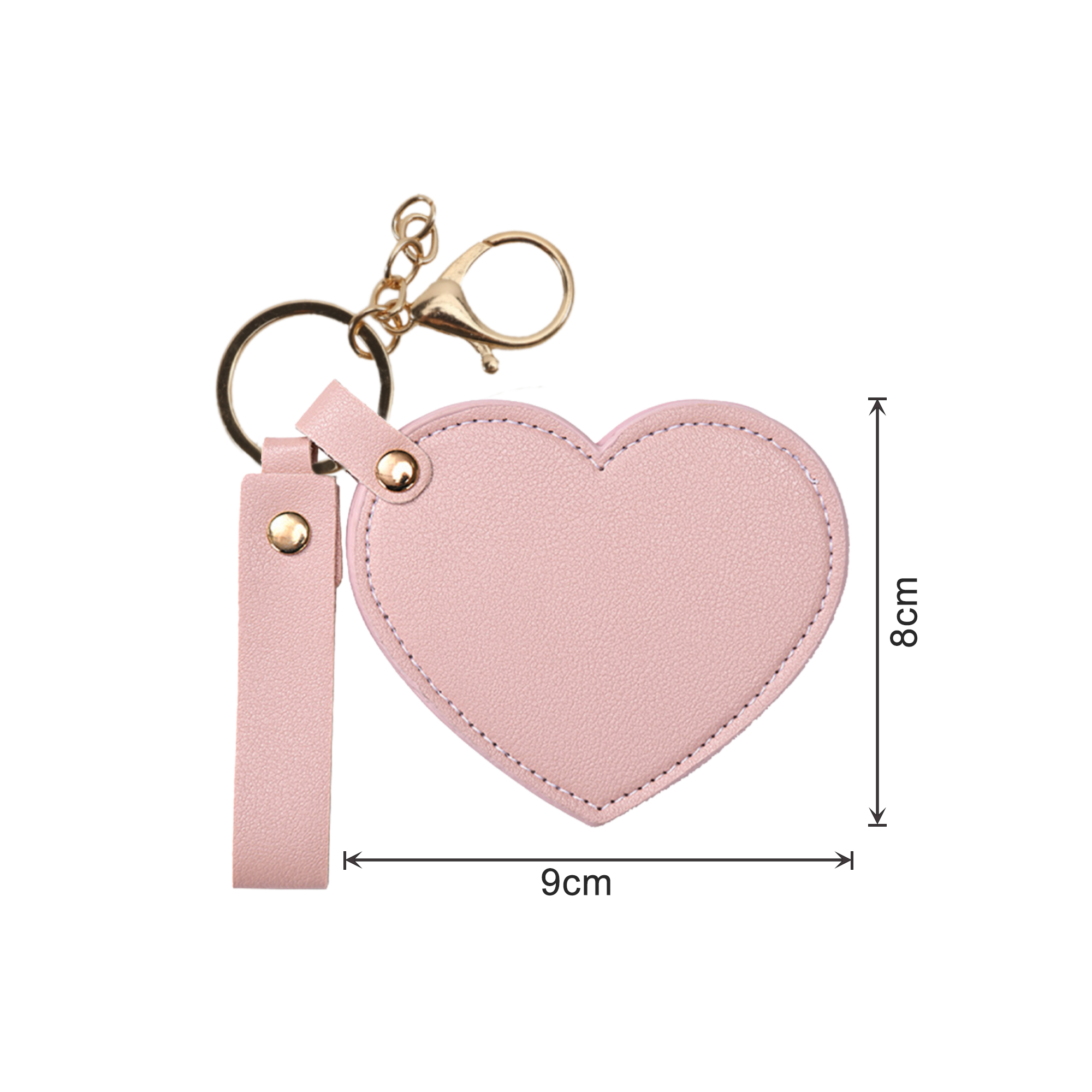 Heart-Shaped Compact Mirror with Keychain - Image 10