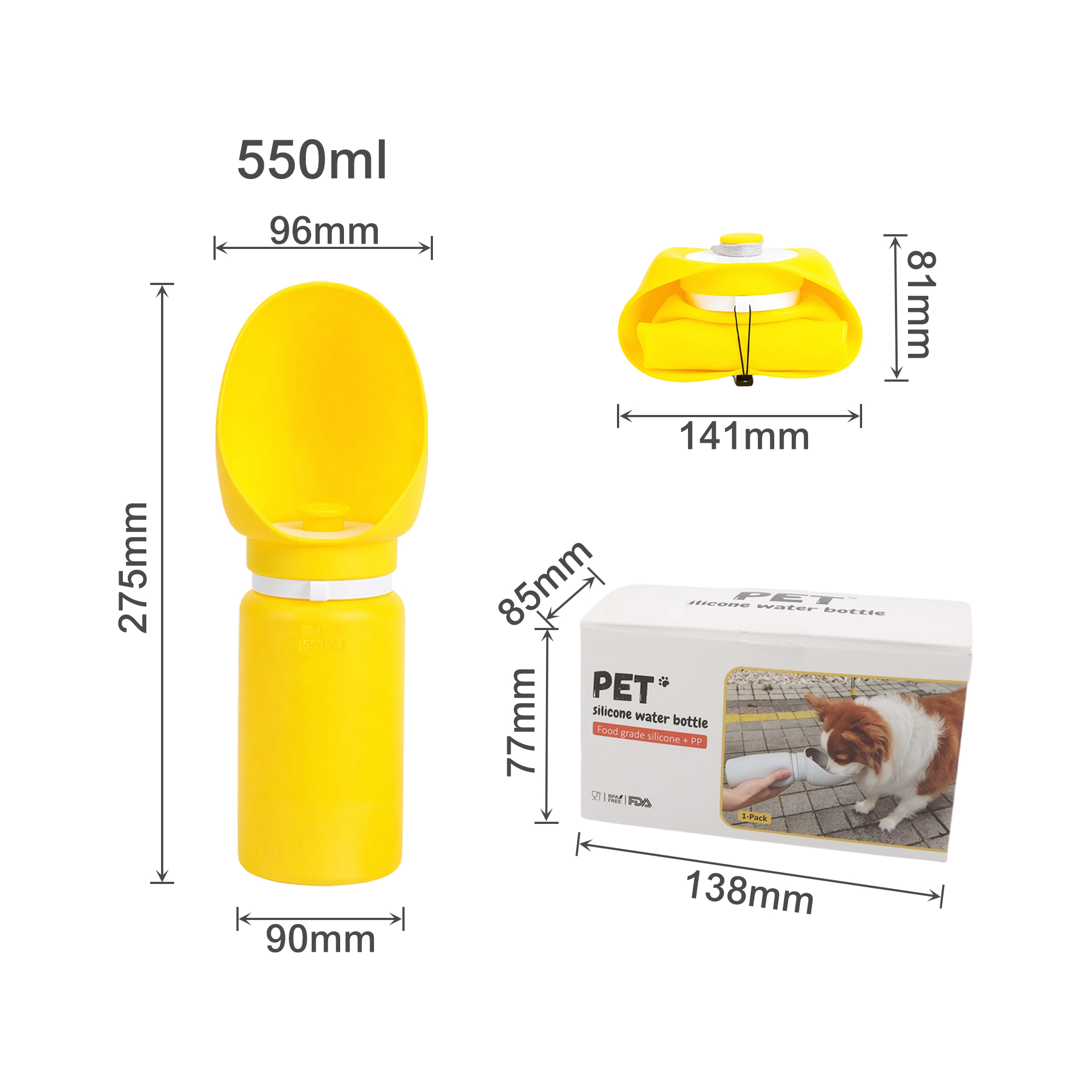 550ml Leaf Bowl Collapsible Dog Water Bottle - Image 6