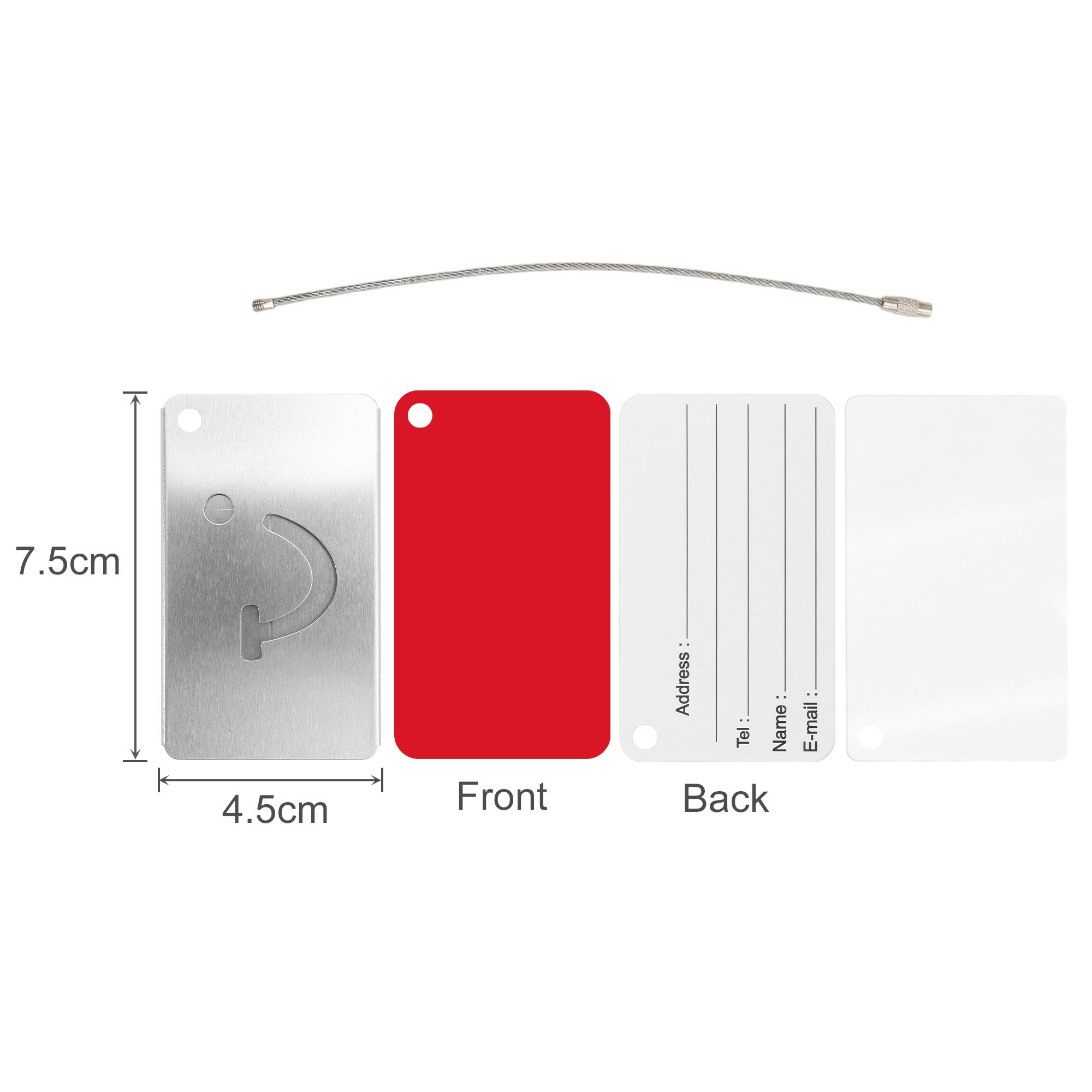 Smile Square Wire Cable Luggage Tag - Image 3