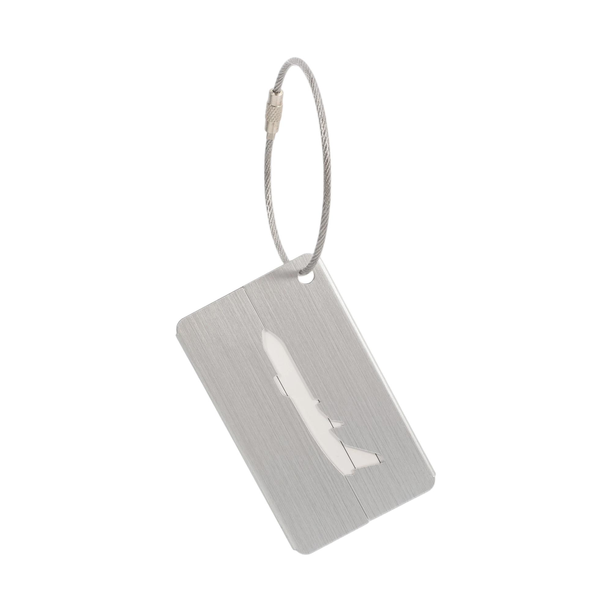Plane Square Brushed Aluminium Luggage Tag - Image 2