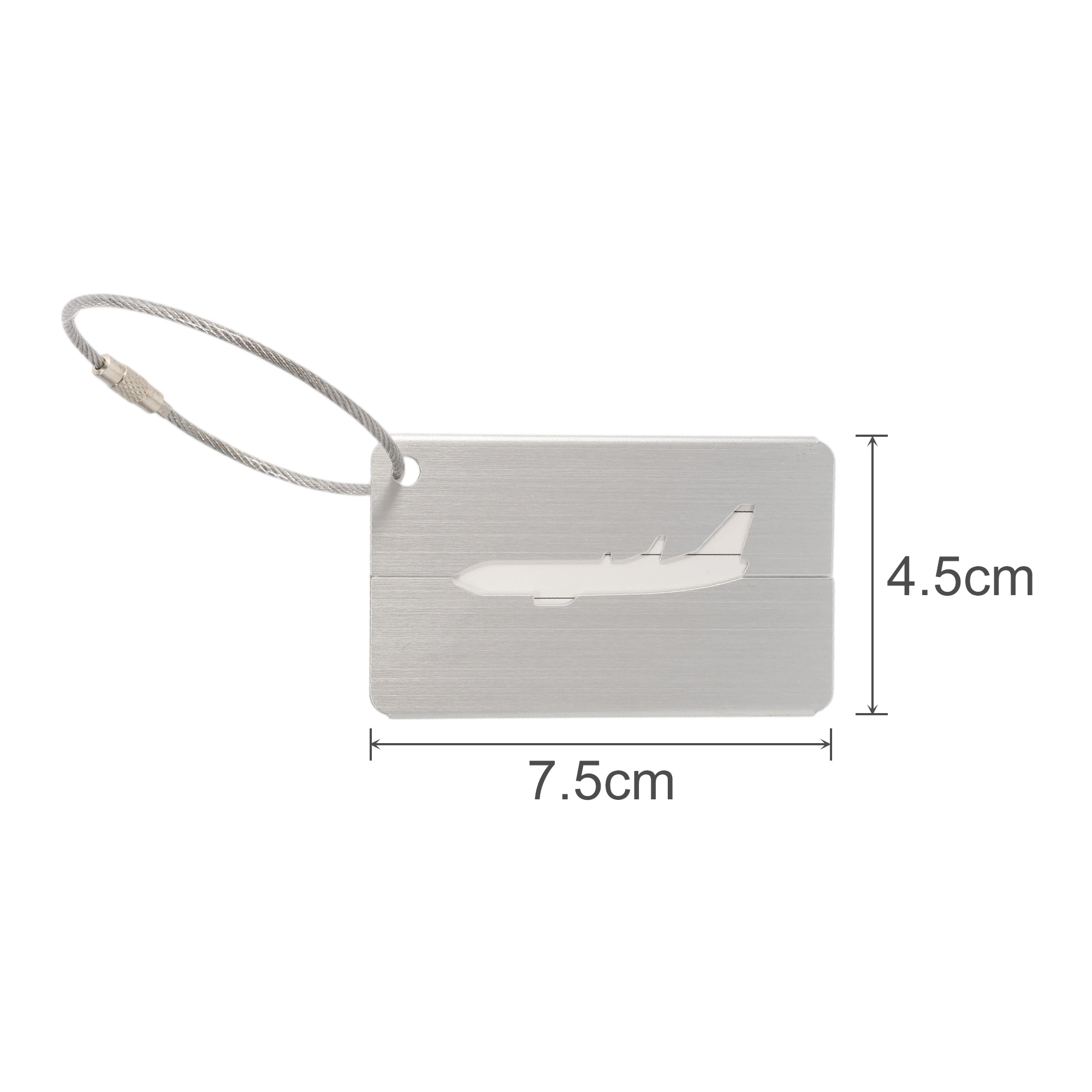 Plane Square Brushed Aluminium Luggage Tag - Image 8