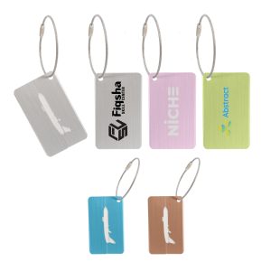 Plane Square Brushed Aluminium Luggage Tag